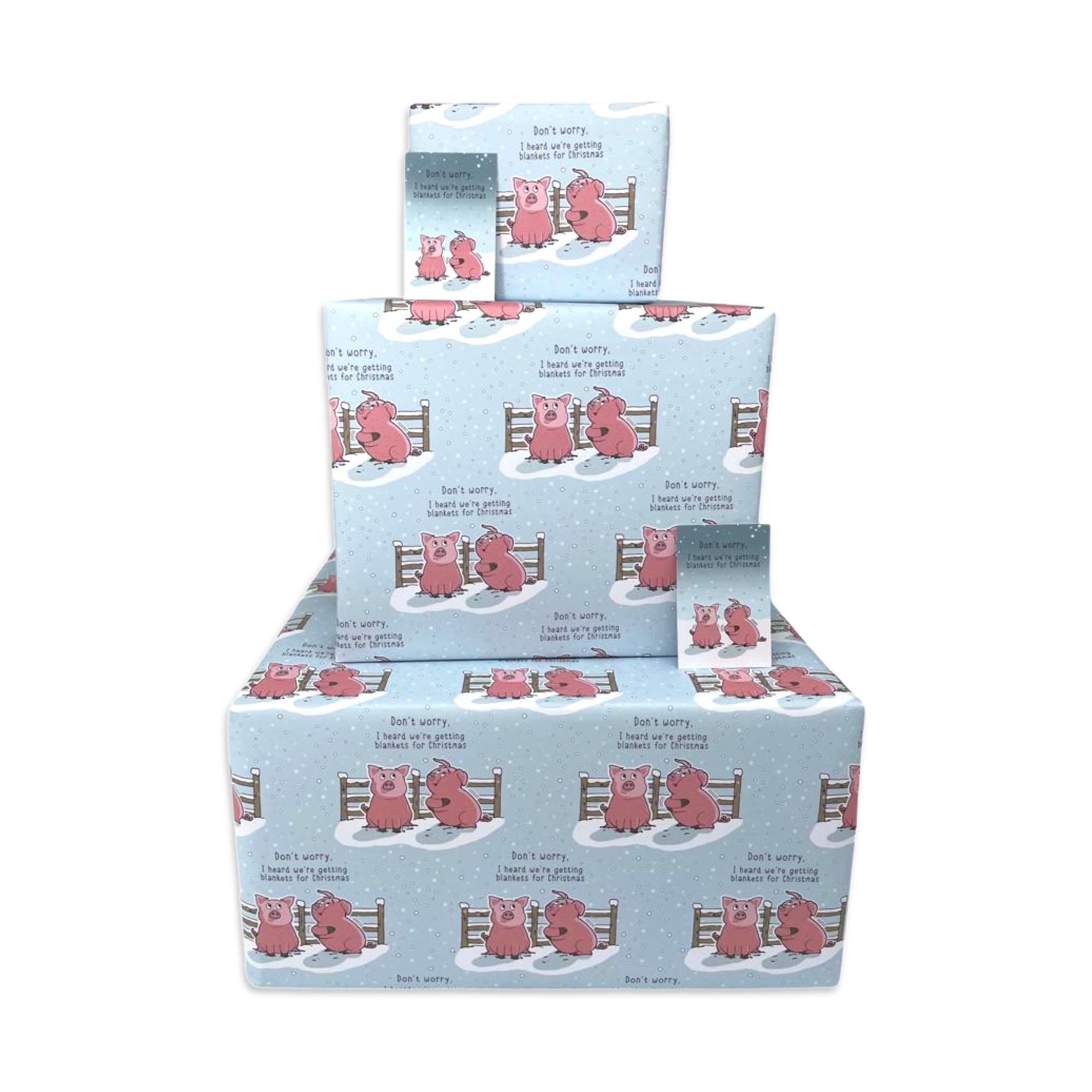 Papier Cadeau Noël Amusant - Cochons Dans Des Couvertures - 2, 4 Ou 6