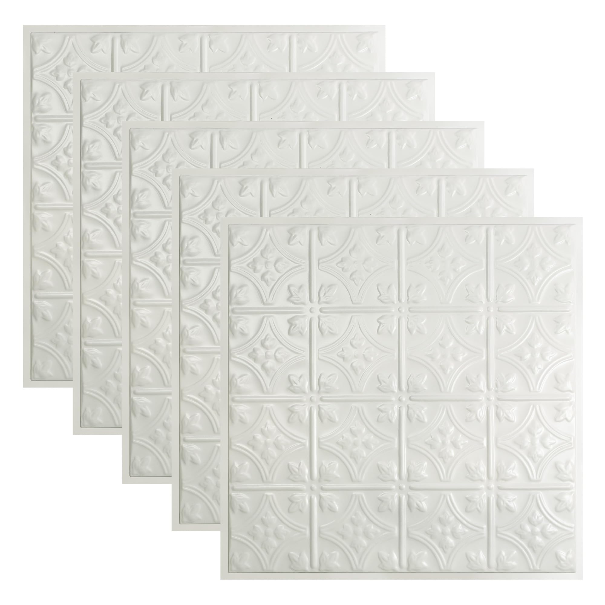 Hamilton Gloss White 2ft x 2ft Lay in Ceiling Tiles - Perfect for DIY and Home Renovation Projects - Easy to Install (5 Pack)