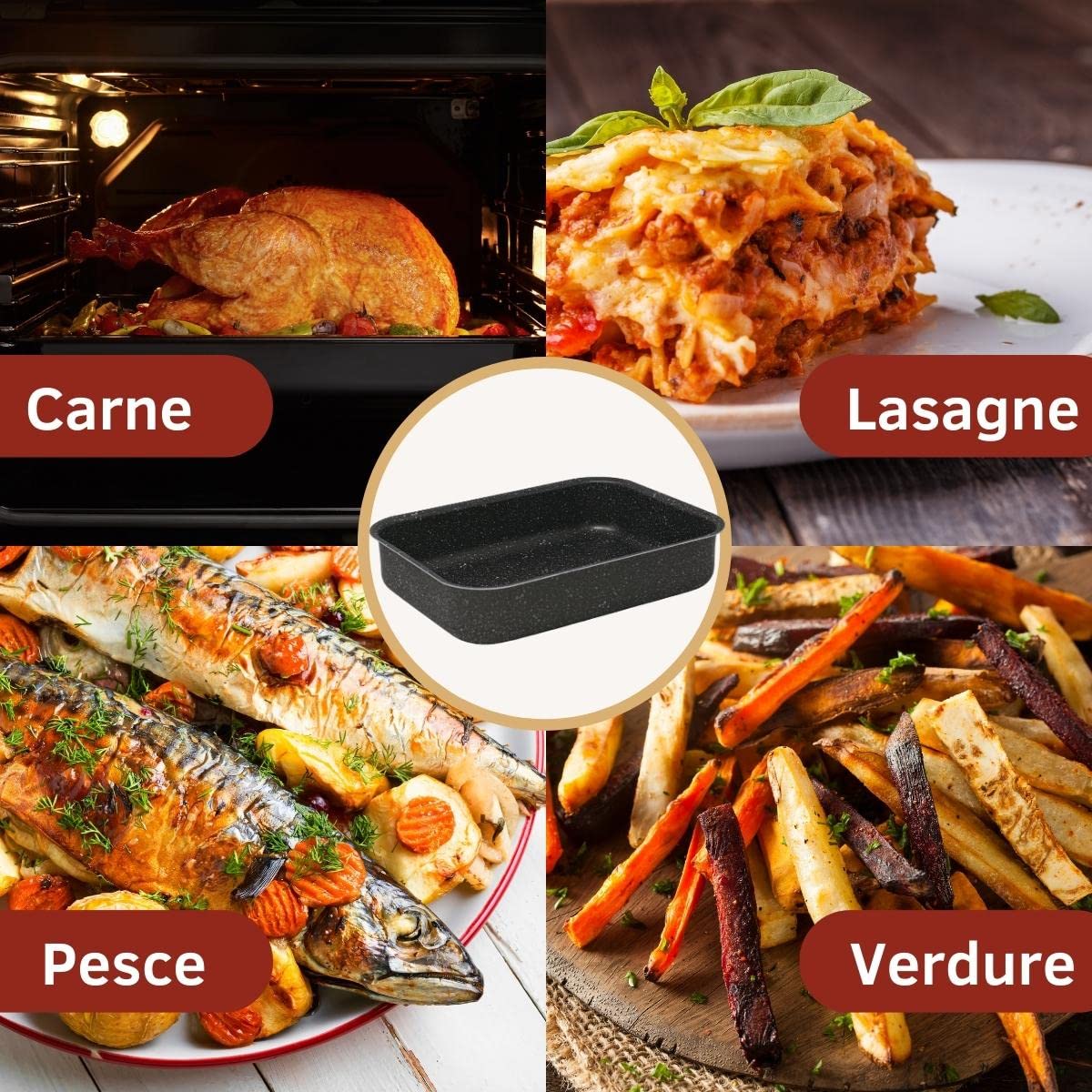 NAMAI - Pizza pan - pizza bord 40 cm x 28 cm - anti-aanbaklaag