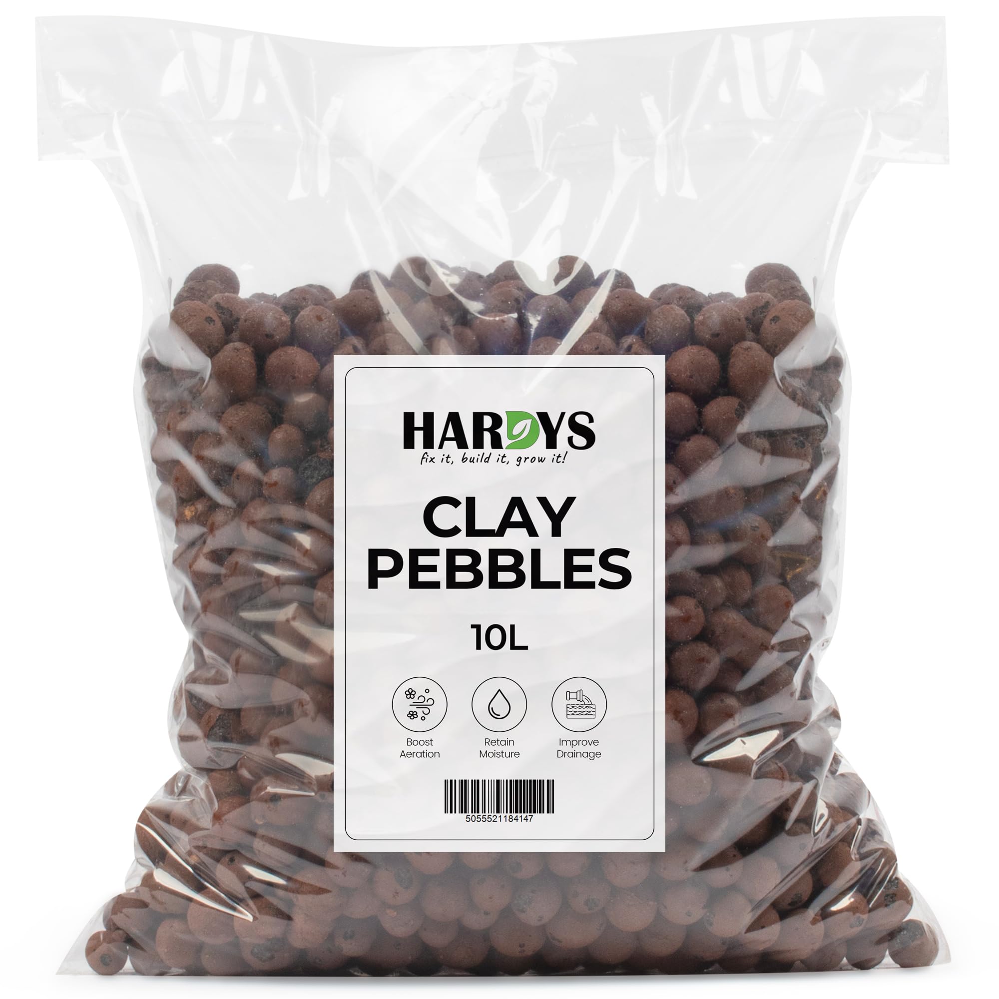 Hardys Clay Pebbles, Leca Balls for Plants - Multipurpose Growing Medium for Hydroponics, Orchids, Container Plants & Garden Beds - Enhances Soil/Compost Drainage & Aeration (10L)