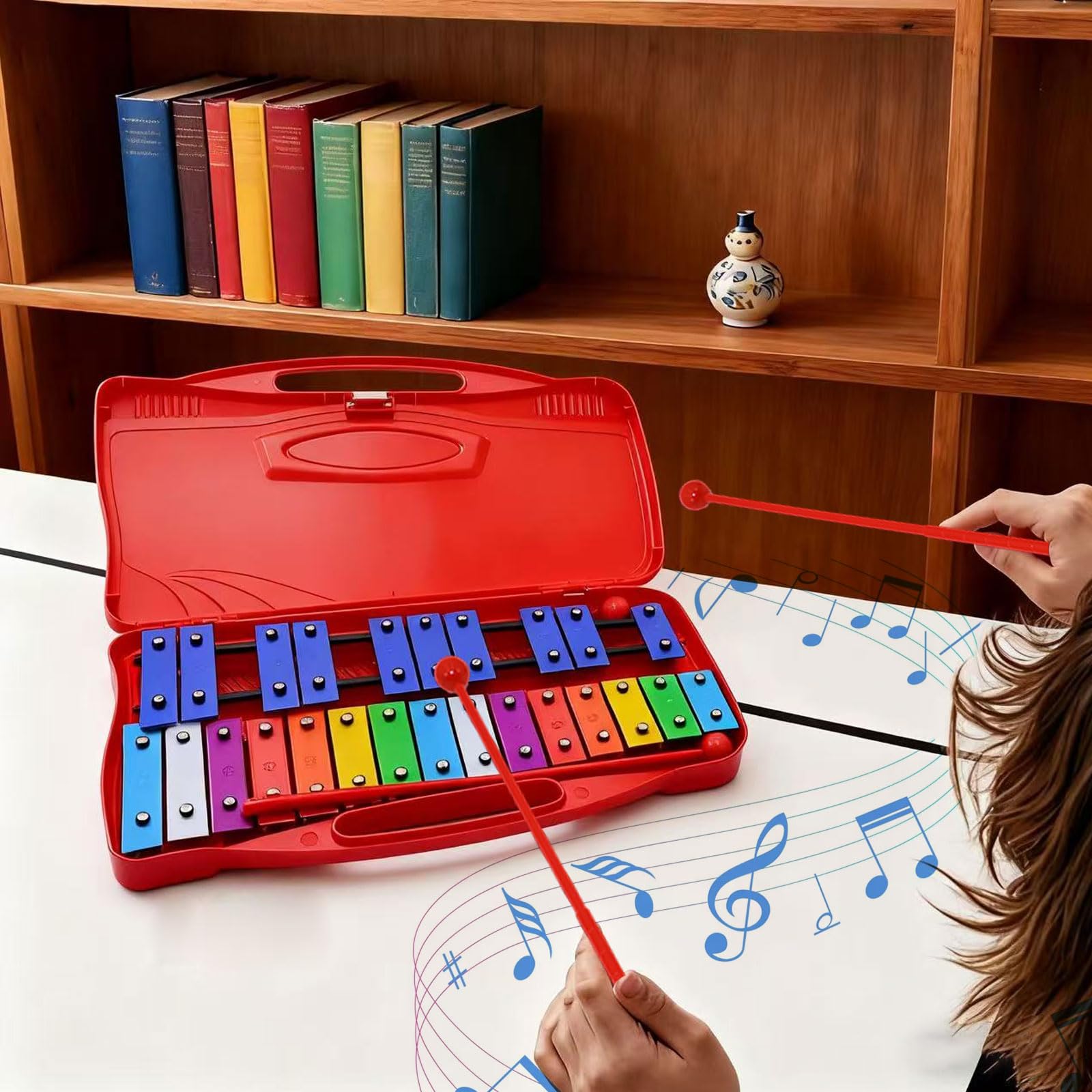 25 Note Chromatic Glockenspiel Xylophone in Red Case - Image 4