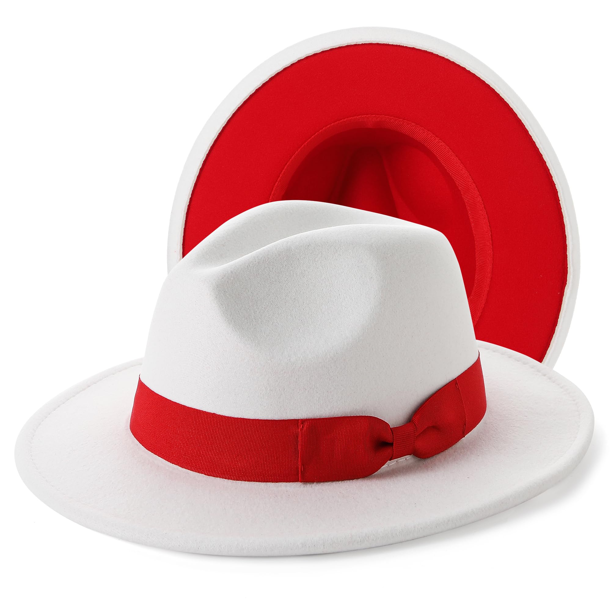 BABEYOND 1920s Fedora Hat for Men Gatsby Wide Brim Hat Felt Panama Cap