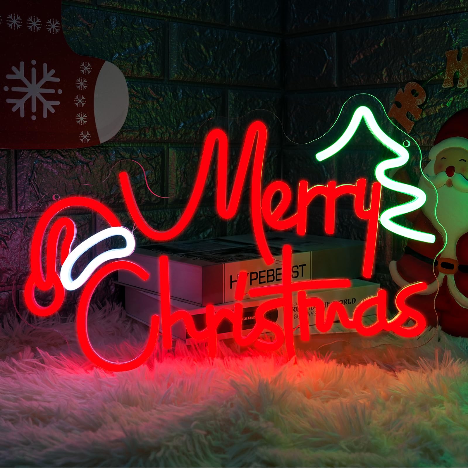Merry Christmas Y'all Neon Sign LED Christmas Dimmable Light Sign For Wall - View #3