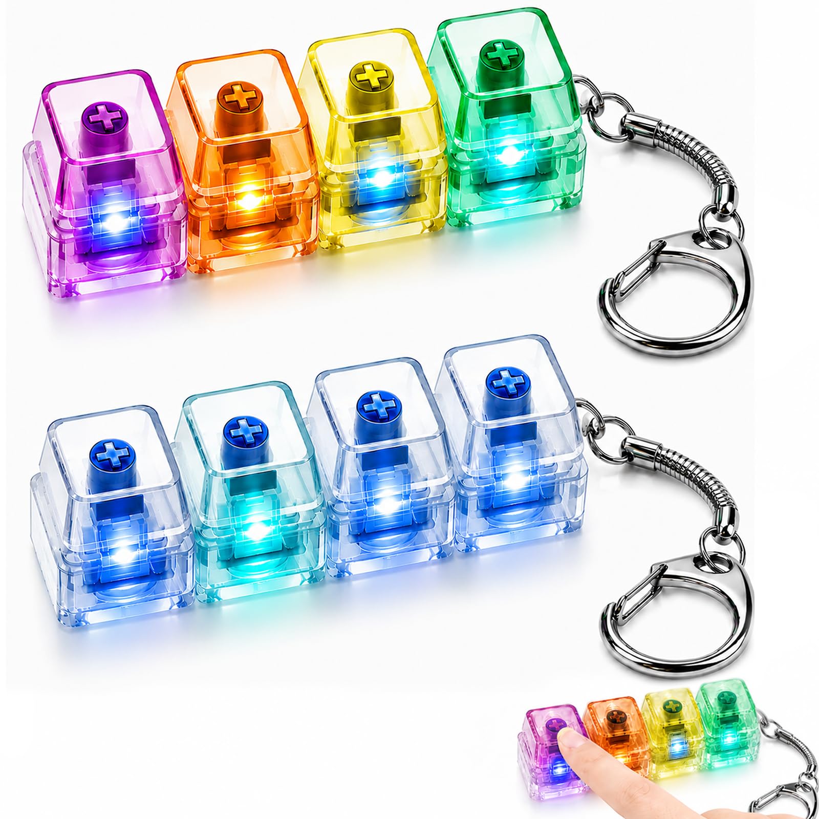 2PCS Clicky Keyboard Fidget Toys, Light Up Keyboard for Clickeez