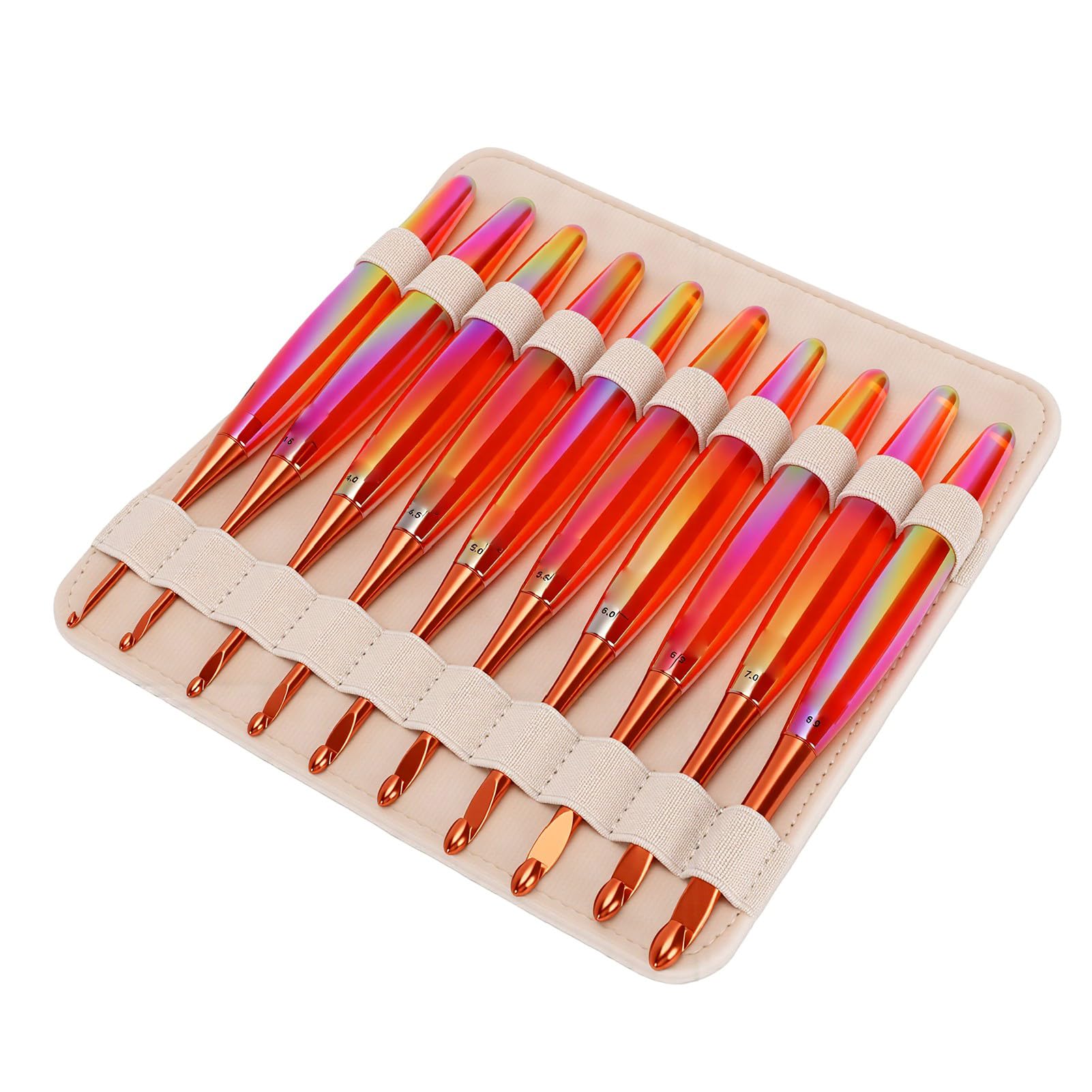 Rengue Zestaw Szydełek 10 Rozmiarów 3.0-8.0mm z Ergonomicznymi