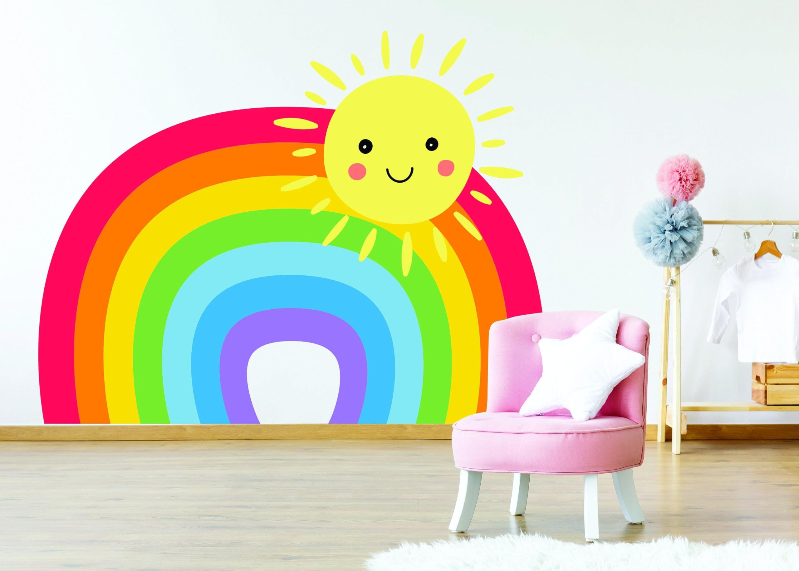 Adesivo da parete arcobaleno – Decorazione per cameretta dei bambini, decalcomania in vinile colorato, 55 x 37 cm