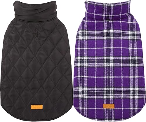 Miniatura 21 de Kuoser - Abrigo impermeable de invierno para perro, chaqueta reversible estilo británico, ropa para perro a cuadros, abrigo acogedor para perros