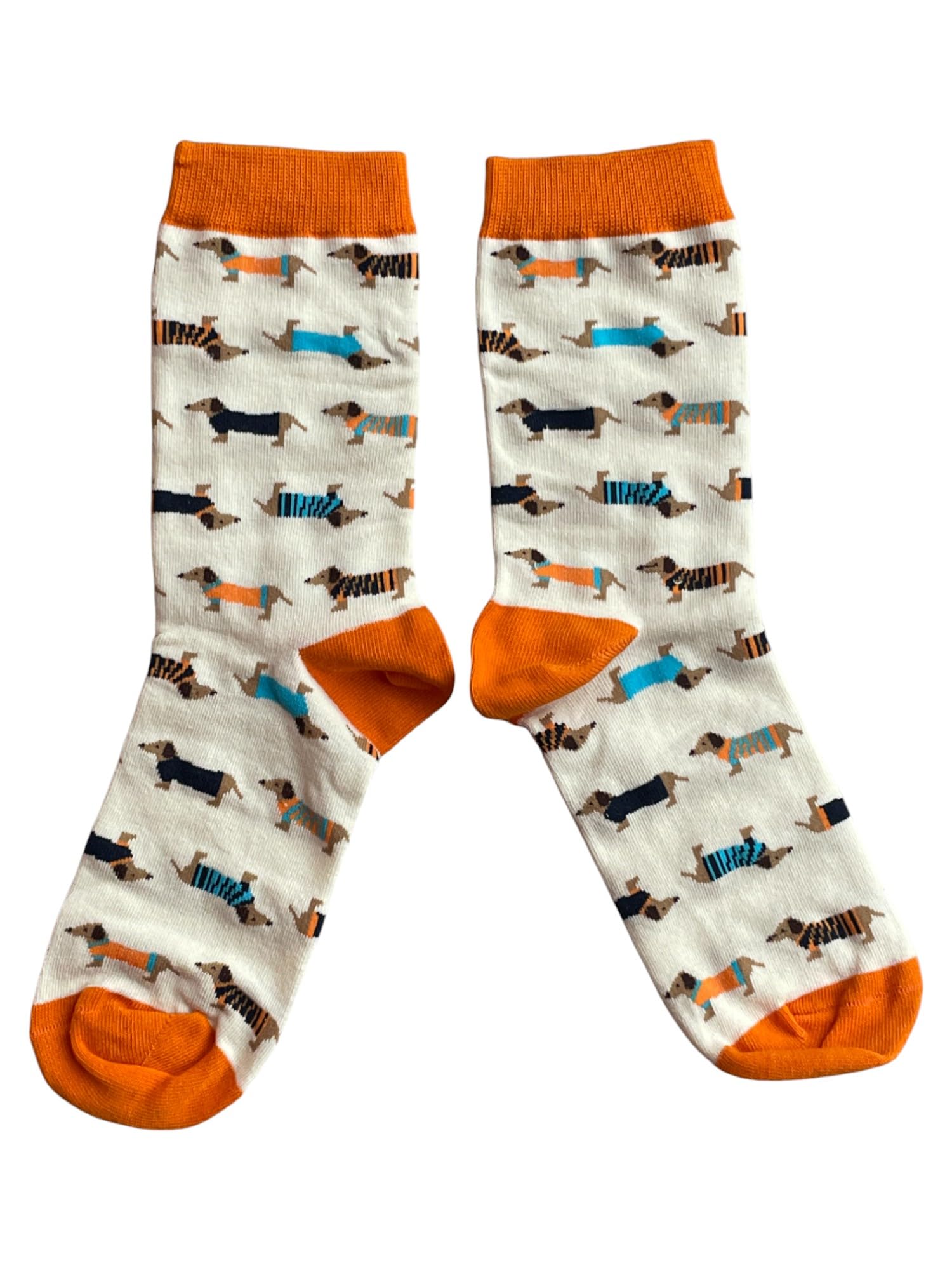 Sock Shack Women's Multicolour Dachshund Sausage Dogs In Tank Tops Cream Socks One Pair 4-8 Uk/37-42 Eur/6-10 Us