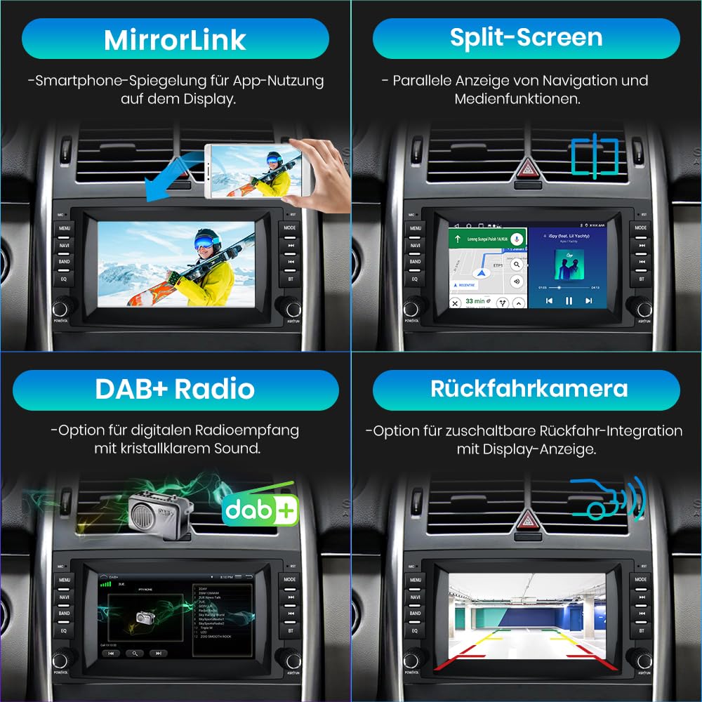 Junsun Autoradio für Mercedes A-Class W169 B-Class W245 Viano Vito W639 Sprinter W906 | Android 12 | 8 Zoll Touchscreen | 2GB RAM + 32GB ROM | CarPlay & Android Auto | Bluetooth