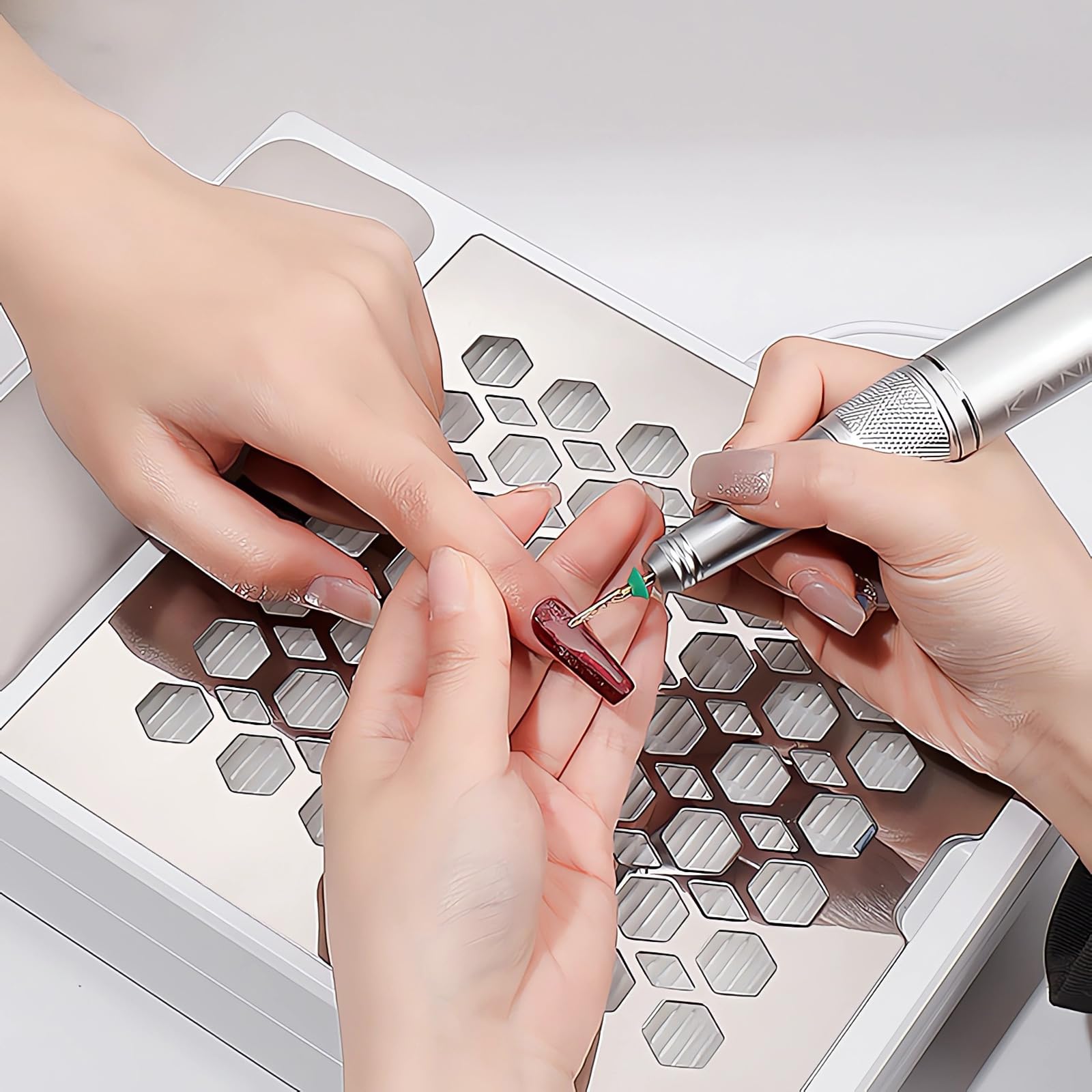 Aspirador de Polvo Para Uñas Profesional, Filtro Reutilizable y Lámpara LED | Potencia de Succión Ajustable, Motor Sin Escobillas, Para Salón de Manicura, Hogar