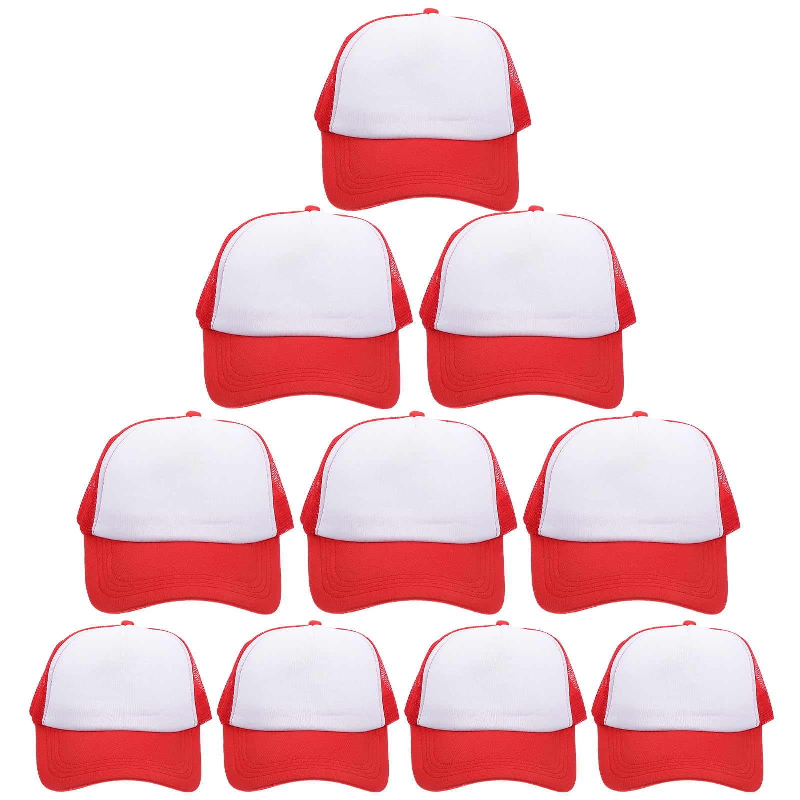 Casquettes de Baseball en Polyester Lot de 10 en Maille Rouge pour Sublimation, Confortables Pêche ou l'escalade