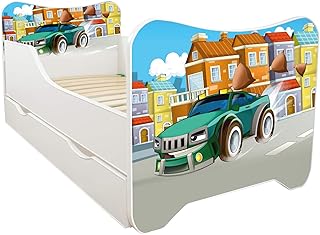 Letto singolo 160x80 BAMBINO CAMERETTA LETTINO bambini con materasso + CASSETTO !!! 30 COLORE!!! (SUPER CAR)