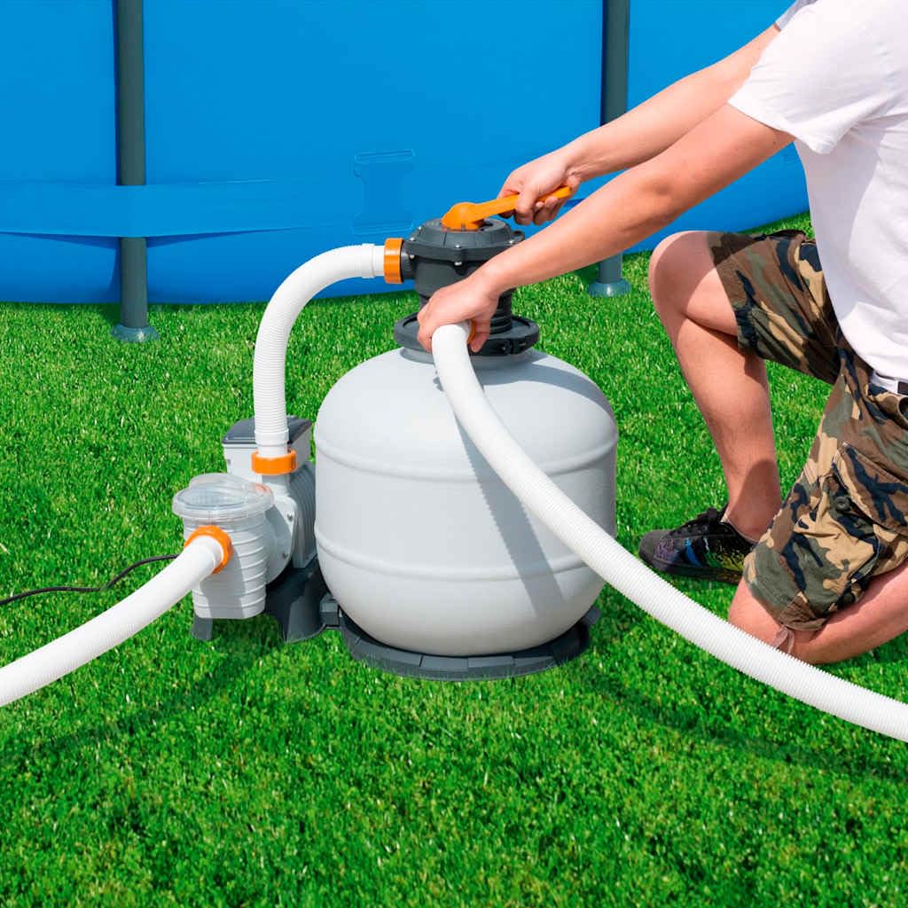 Flowclear Pompa filtro a sabbia 8327 l/h con dispenser di cloro ChemConnect, valvola a 6 posizioni e timer per piscine fuori terra