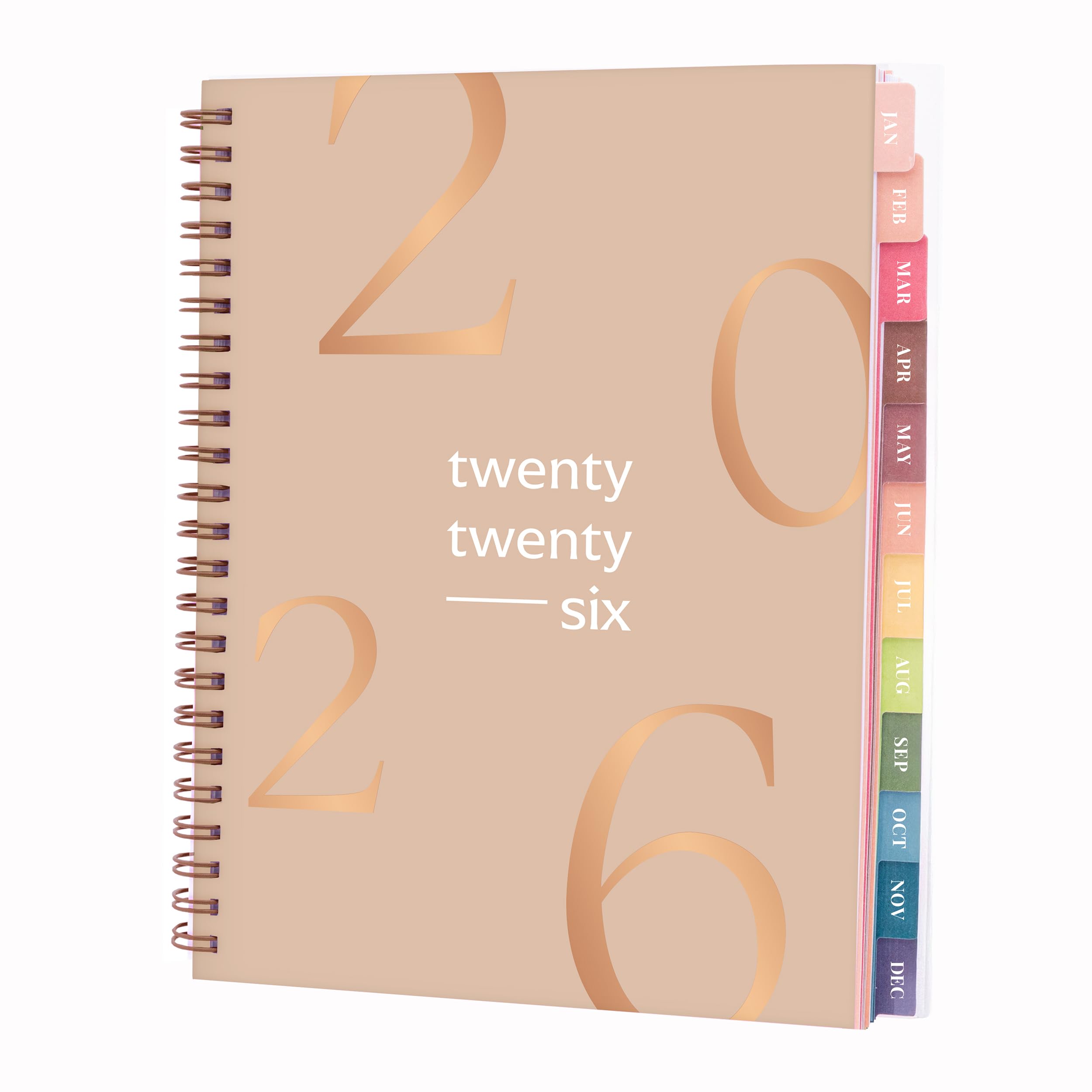 Rileys 2026 Planner, Agenda Planner With Weekly And Monthly View, Daily Agenda Book And Yearly Planners Calendar Book, Spiral Bound With Tabs, Notes, Goals And Holidays (Float, Beige, 8 x 6 in)