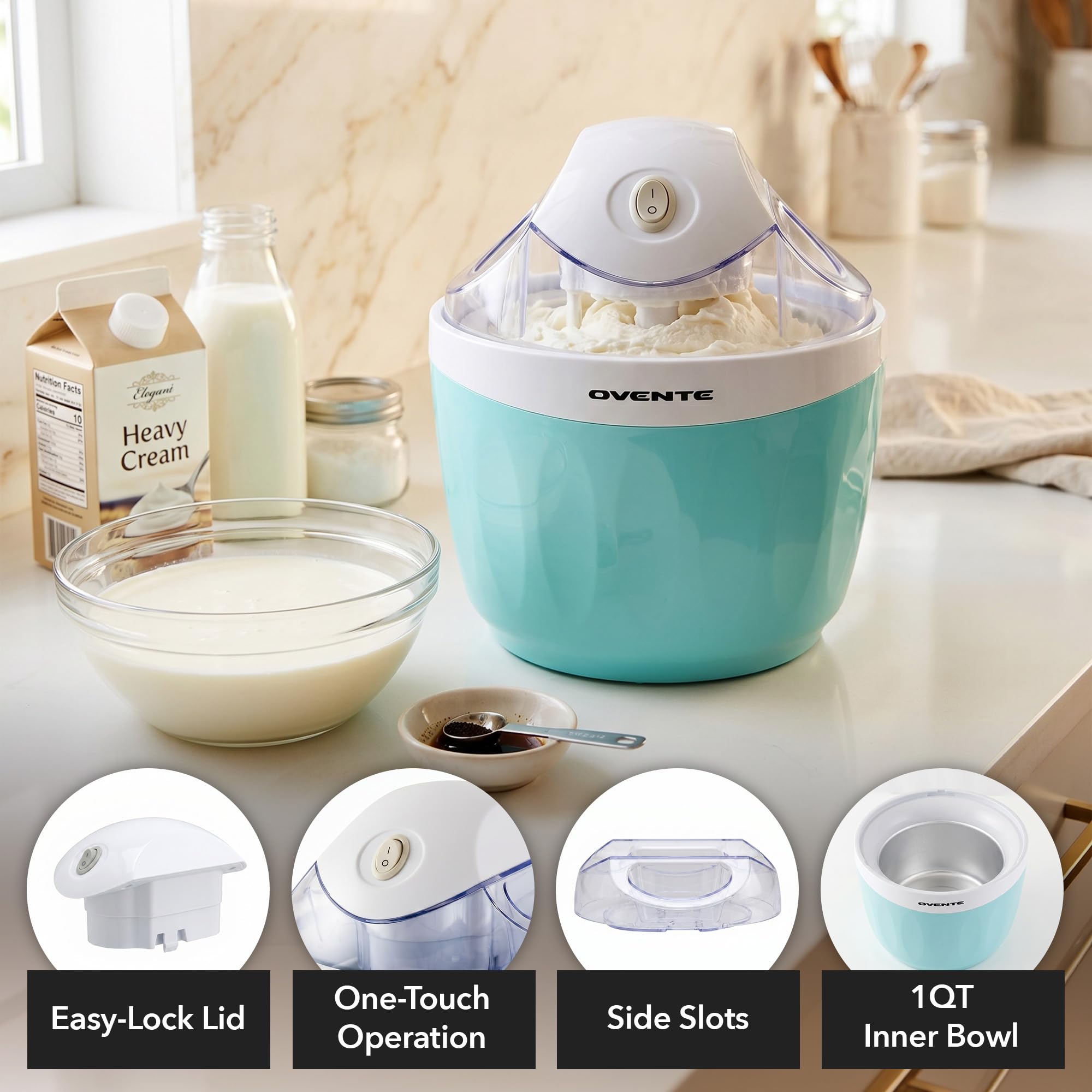 Amazon.com: OVENTE Electric Ice Cream Maker, 1QT Freezer Bowl