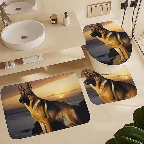 Miniatura 6 de Juego de 4 cortinas de ducha de baño, juegos de baño con alfombras (tapete de baño, forma de U y tapa de inodoro), juego de decoración de baño de