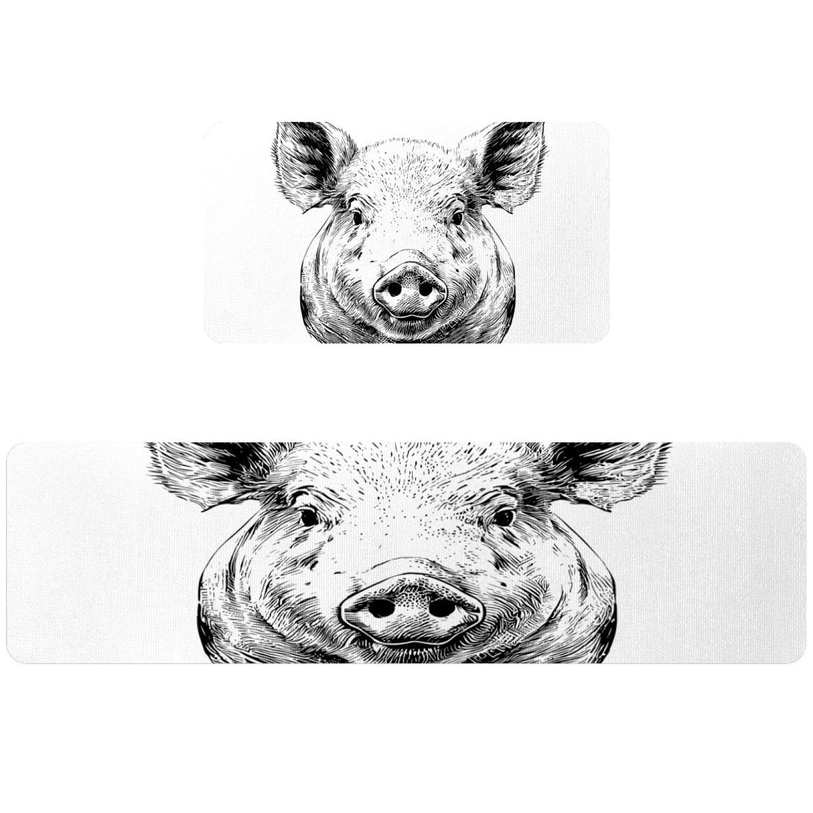 Alfombrillas de cocina antideslizantes con diseño de cerdo granja lavables para el hogar