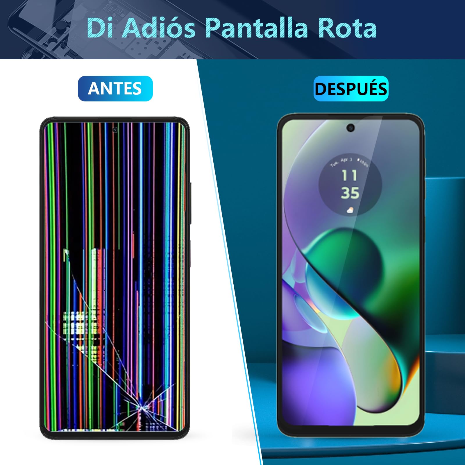 RongZy Pantalla para Motorola Moto G54 5G XT2343 Táctil LCD de Repuesto Ensamblaje Digitalizador Reemplazo para Moto G54 5G XT2343 con Herramientas de Reparación(Negro)