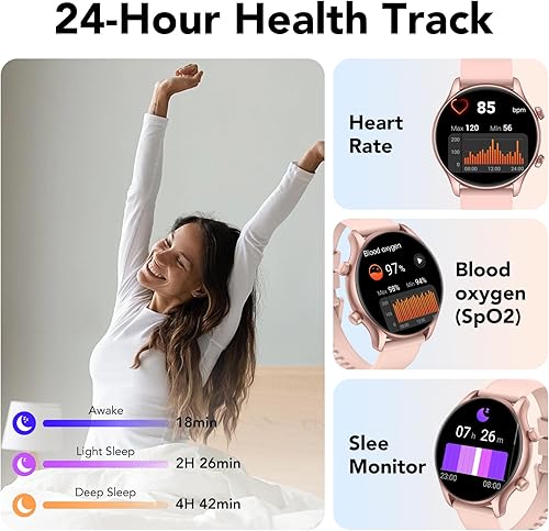 Miniatura 5 de Reloj inteligente, reloj inteligente de 1.39 pulgadas para mujer (respuestahacer llamadas), rastreador de actividad física con monitor de frecuencia