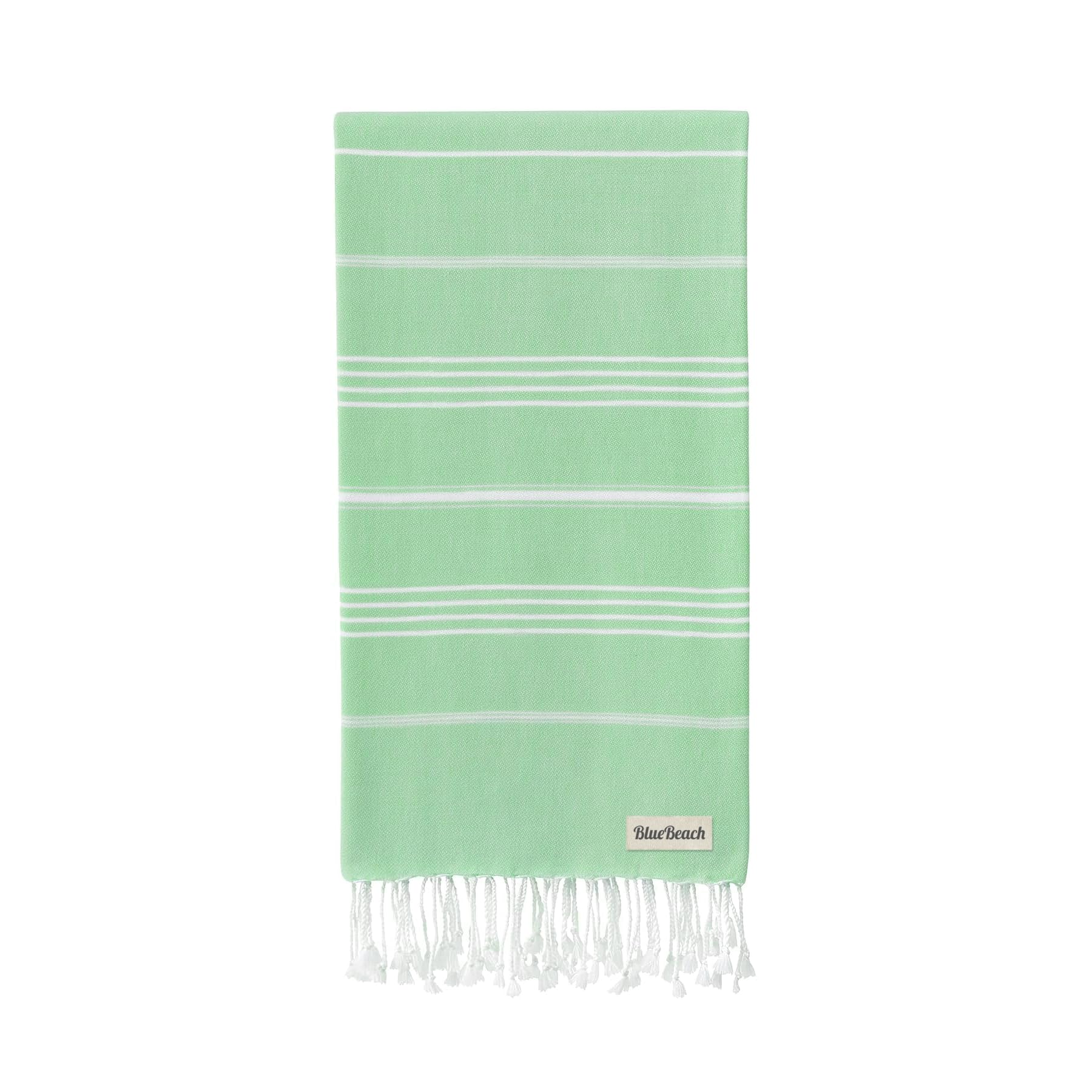 Blue Beach Turkish Towel - 100x180cm Large Turkish Hammam Peshtemal Towel - Super Absorbent, Quick Dry, Sand Free, Lightweight, Compact Towels for Swimming, Bath, Gym, Sauna and Travel (Apple Green) โ image 1