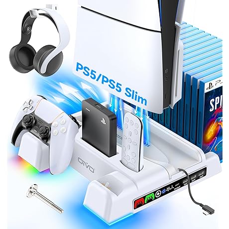 PS5 Stand Cooling Station with 3 Level Cooling Fan