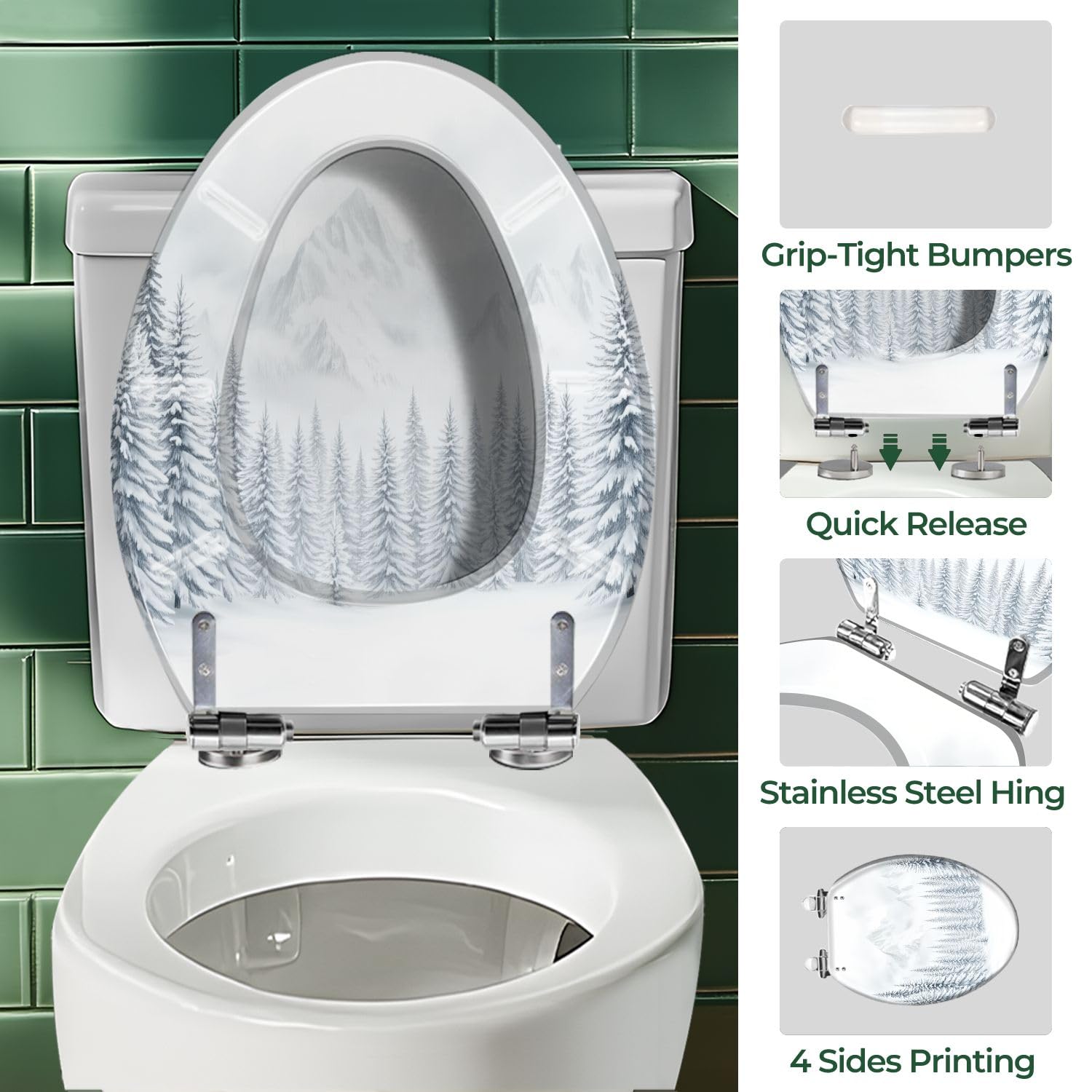 Asiento de inodoro alargado de resina para baño