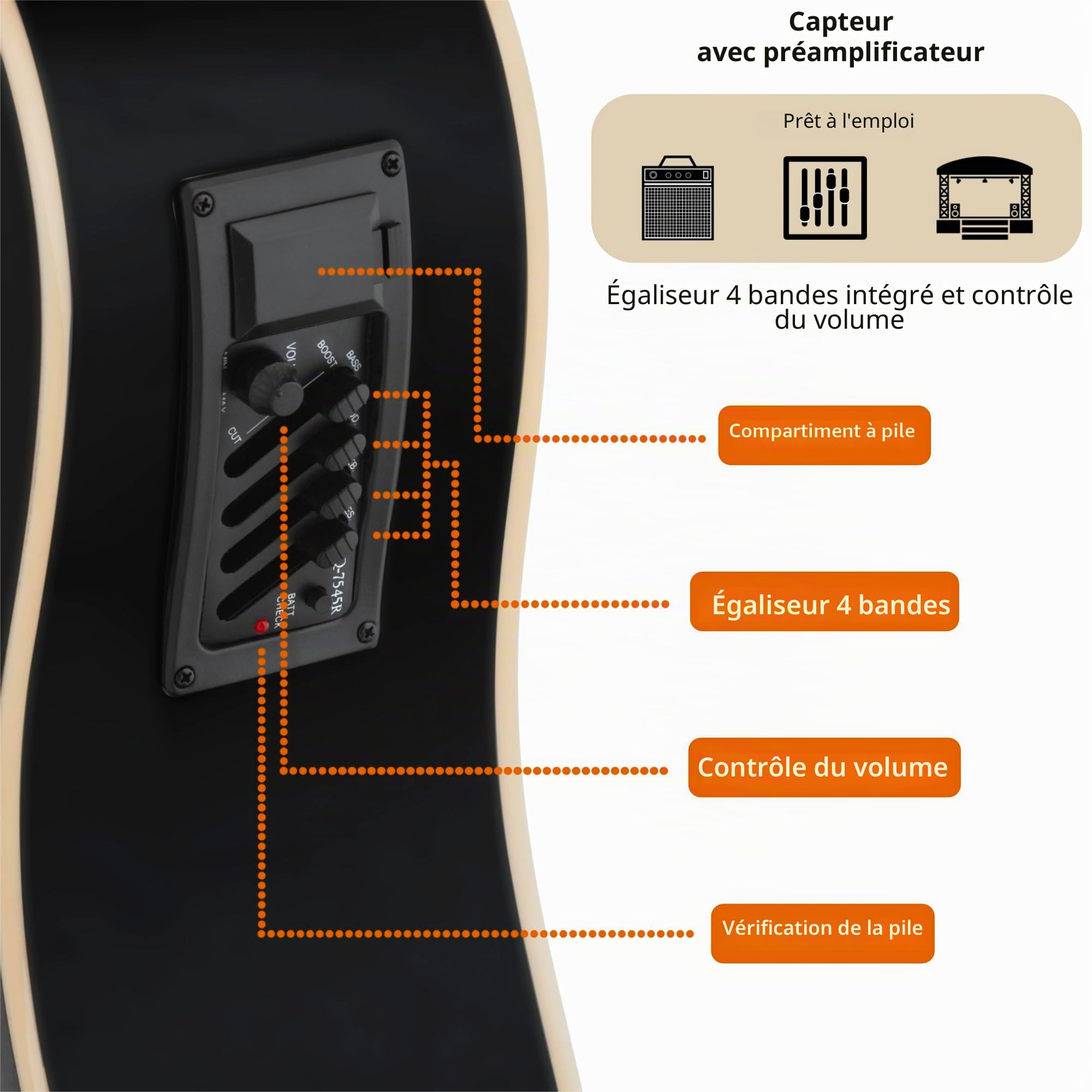Classic Cantabile WS-20 BK Guitare Western noire, Série Western, 6 cordes