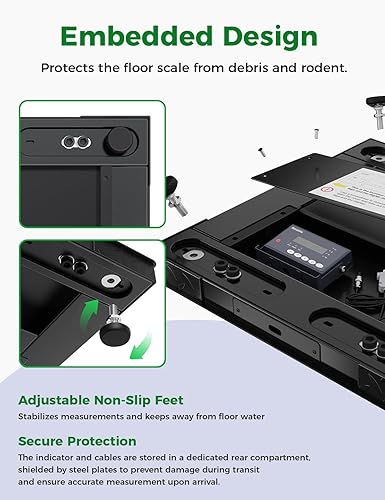 Miniatura 6 de Báscula de piso industrial de 36 x 36 pulgadas, 5000 libras, báscula de palet de precisión con indicador digital, báscula de pesaje resistente para
