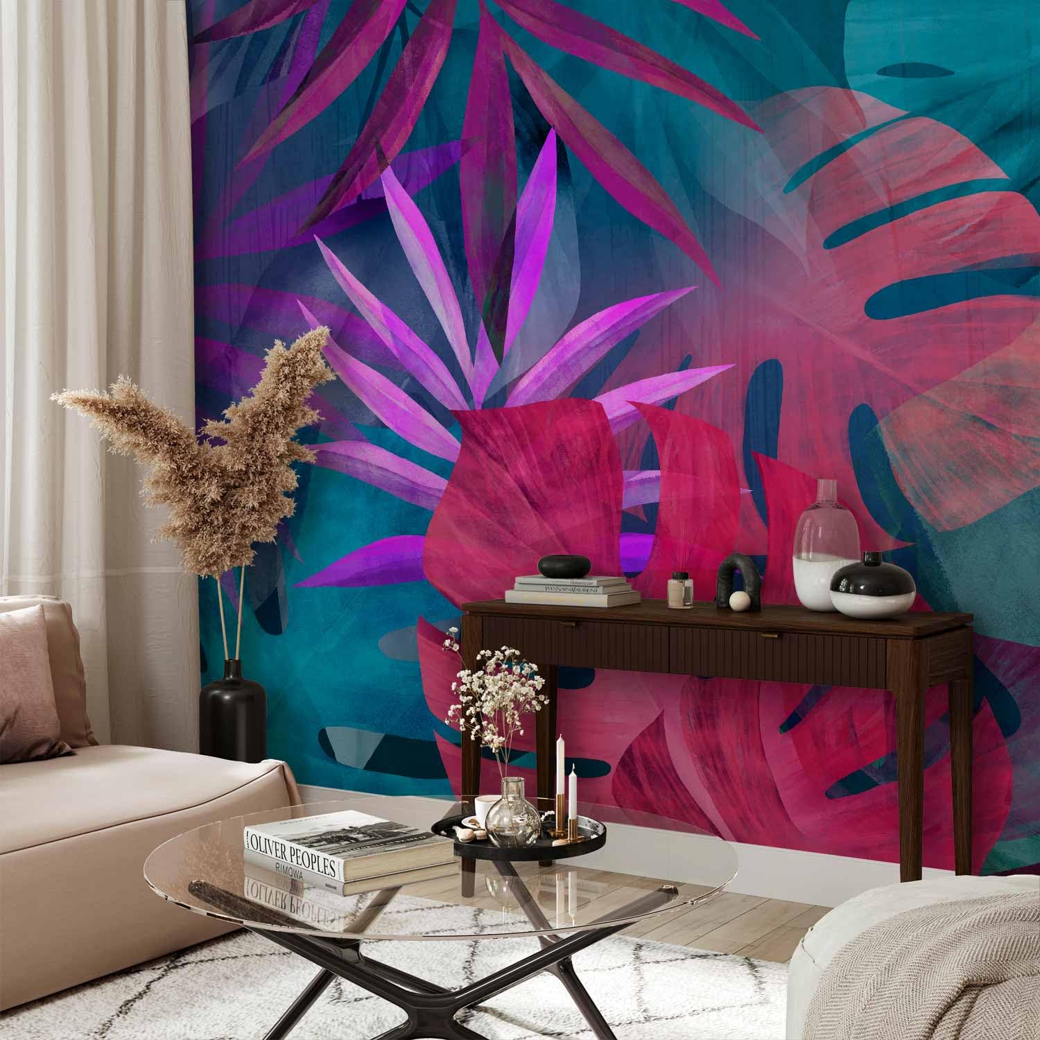 Carta Da Parati Foglie Tropicali 300x210 Cm – Fotomurale In TNT, Decorazione Murale Moderna
