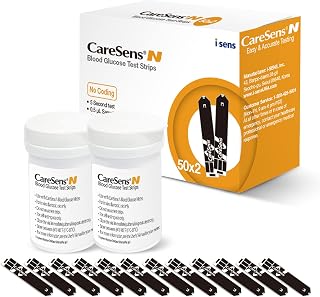 CareSens N Blood Glucose Test Strips 100ct - Compatible with CareSens N Monitors for Accurate Diabetes Testing