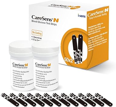 CareSens N Blood Glucose Test Strips 100 ct - Only for CareSens N Family Meter Kits...