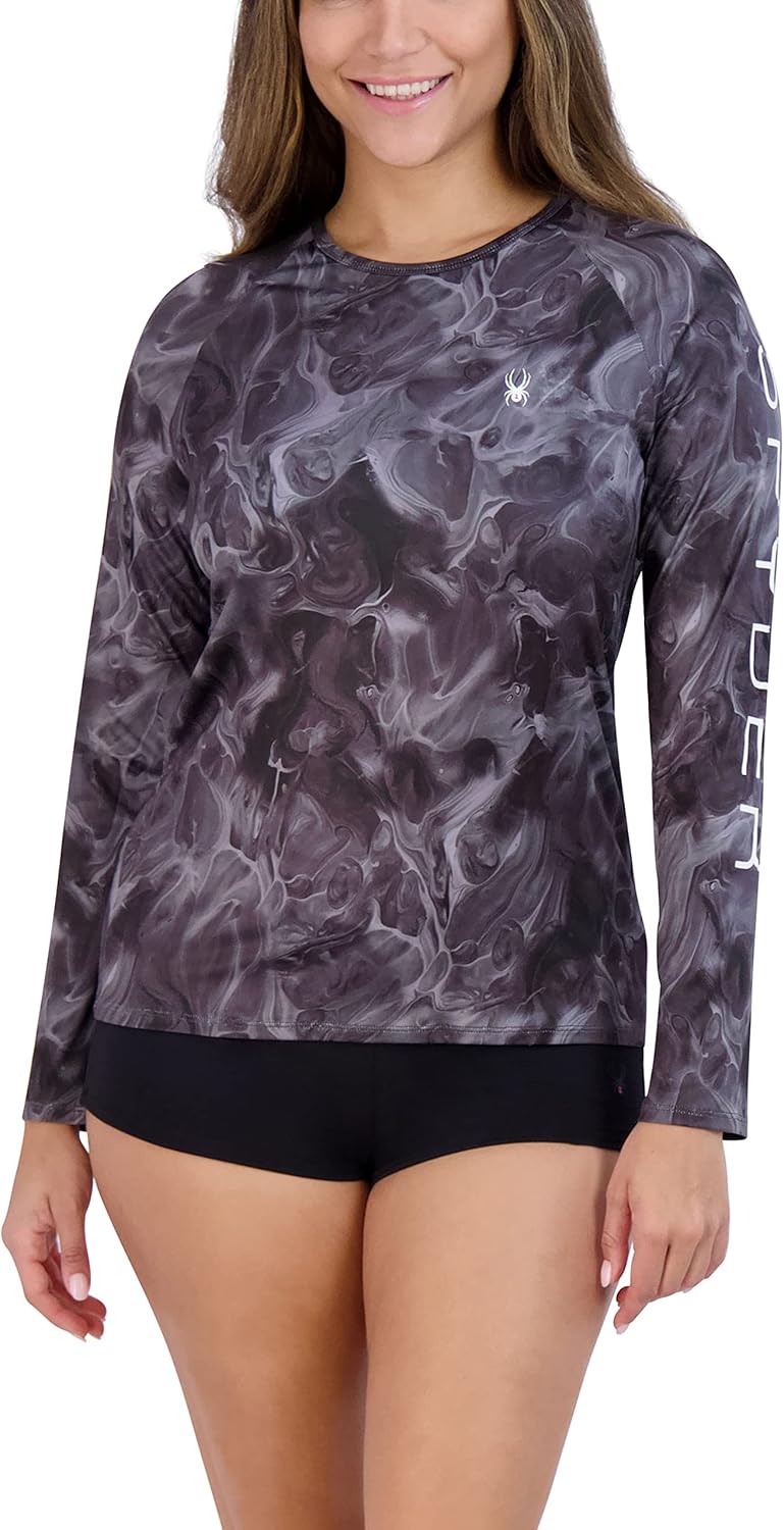 Spyder Women's Long Sleeve Rashguard – Quick-Dry, UPF+, Swim Shirt, Beach, Surfing, Hiking, Gym, Yoga