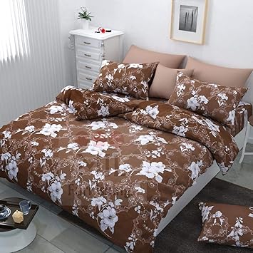 MIL Furnishings King Size Glace Cotton Comforter Set Double Bed with Elastic Fitted Bedsheet and 2 Pillow Covers 90