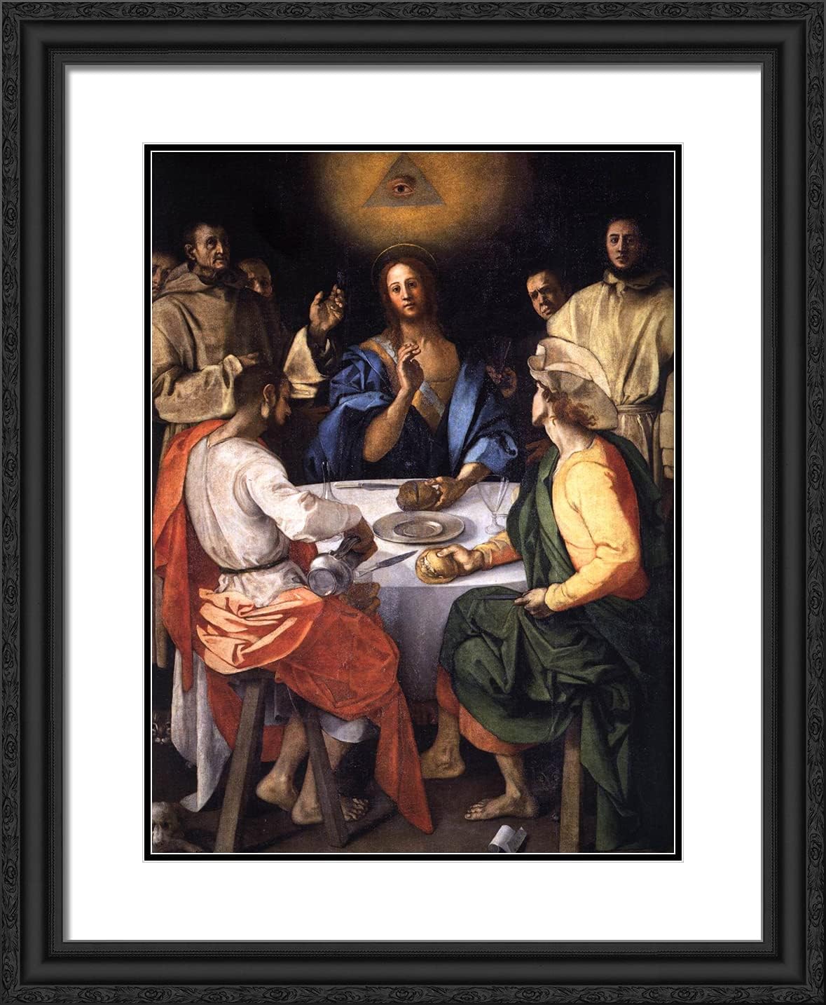 ArtDirect Pontormo, Jacopo 20x24 Gold Ornate Framed Art Print with Double Matting Titled: Supper at Emmaus