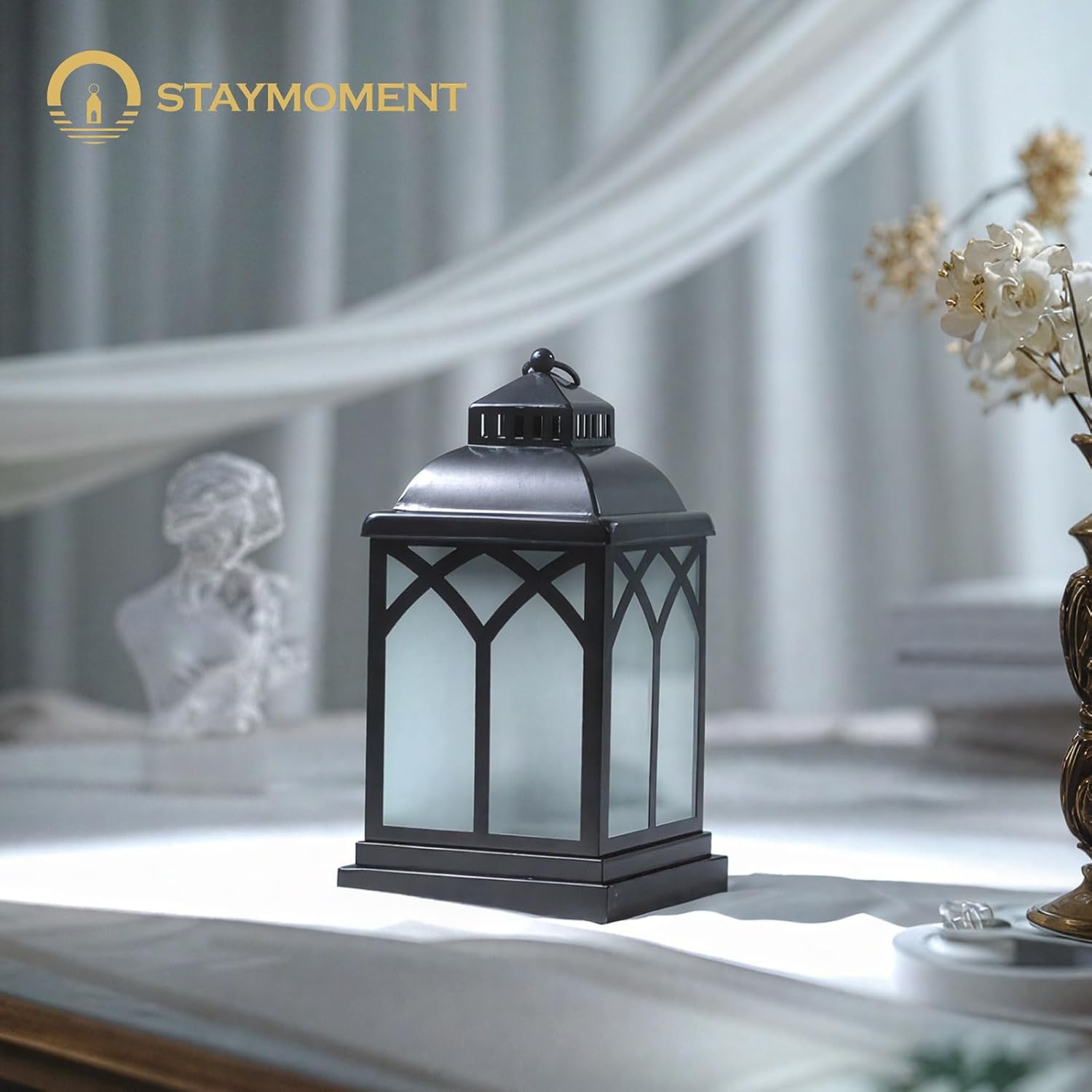Wax Melt Warmer with Timer: Electric Lantern Candle Warmer for Scented Wax Black Tart Burner with Lid for Fireplace Kitchen Decor Modern