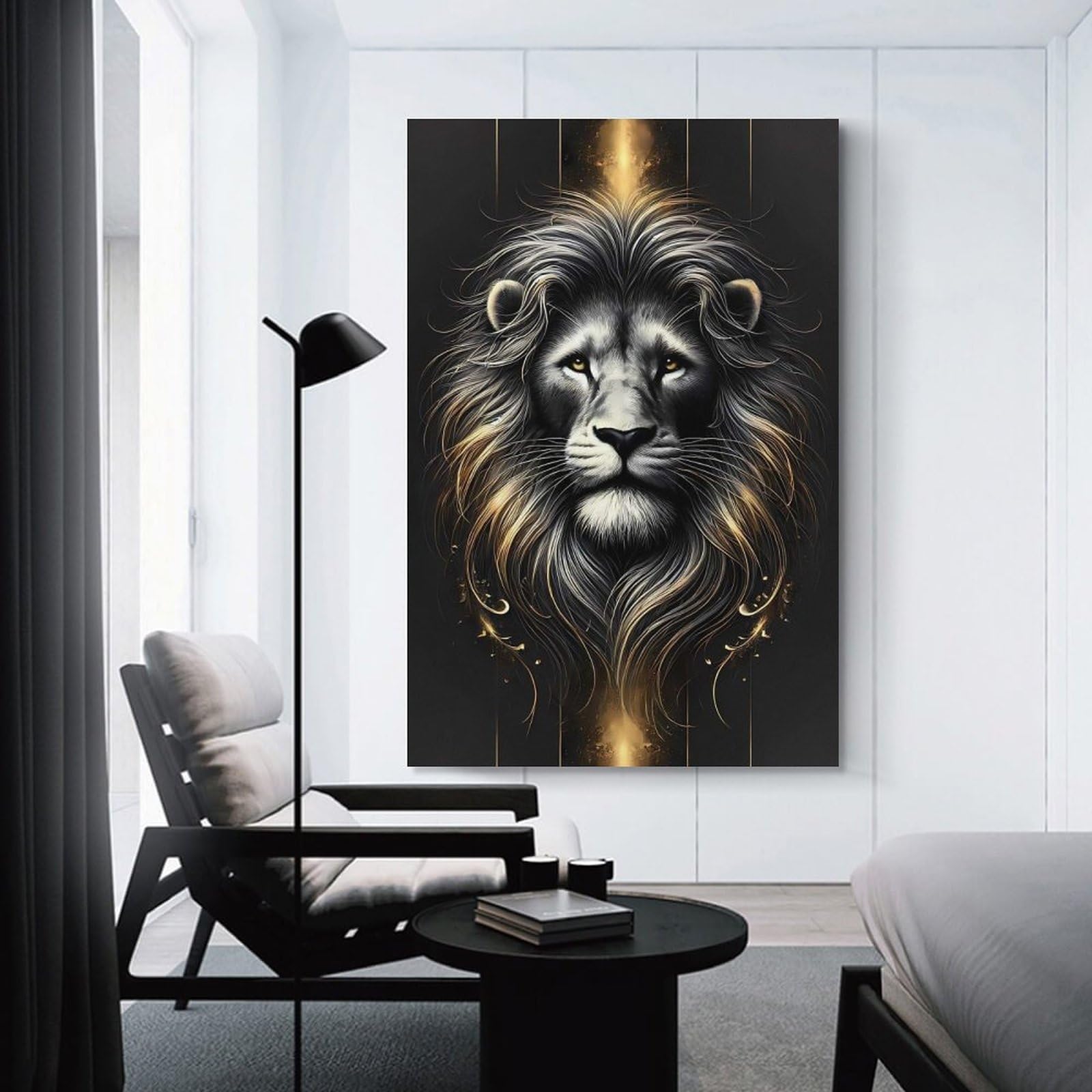 Junmoney Majestic Lion Wall Art Print 08x12inch(20x30cm), for Living Room, Bedroom Or Home Office, Thoughtful Wall Decor for Art Lovers
