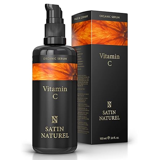 Vitamin C Serum for Face with Hyaluronic Acid 100 ml, Brightening Serum for a Rejuvenated & Glowing Skin, Face Serum for Women - Organic Aloe Vera Based and Vegan Face Care by Satin Naturel