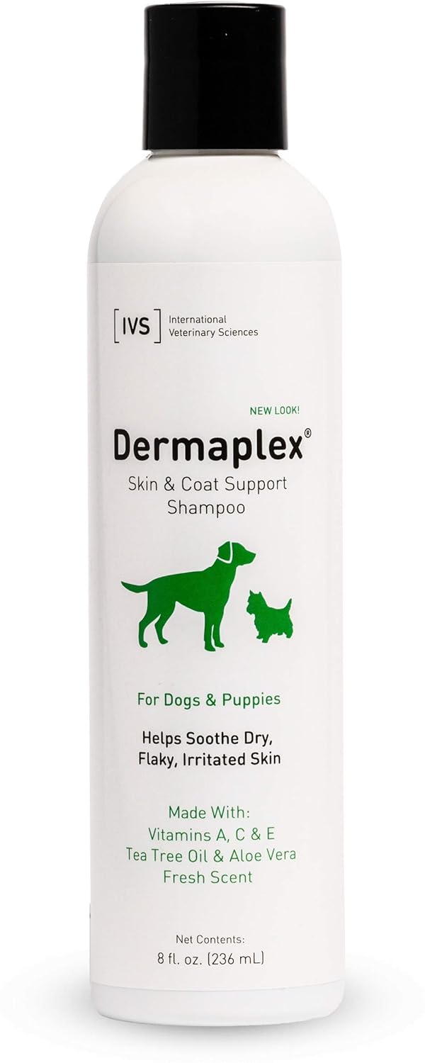 Dermaplex Medicated Natural Shampoo for Dogs with Organic Tea Tree Oil Antiseptics, Vitamins A
