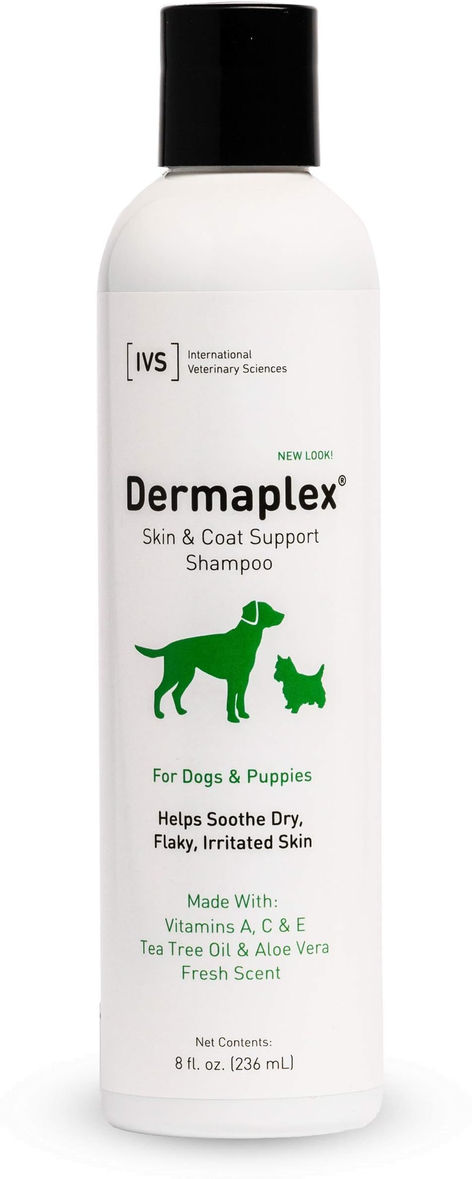 International Veterinary Sciences IVS Dermaplex Medicated Natural Shampoo with Tea Tree Oil to Soothe Dry, Irritated Skin for Dogs, Made in the USA, 8 fl. oz.