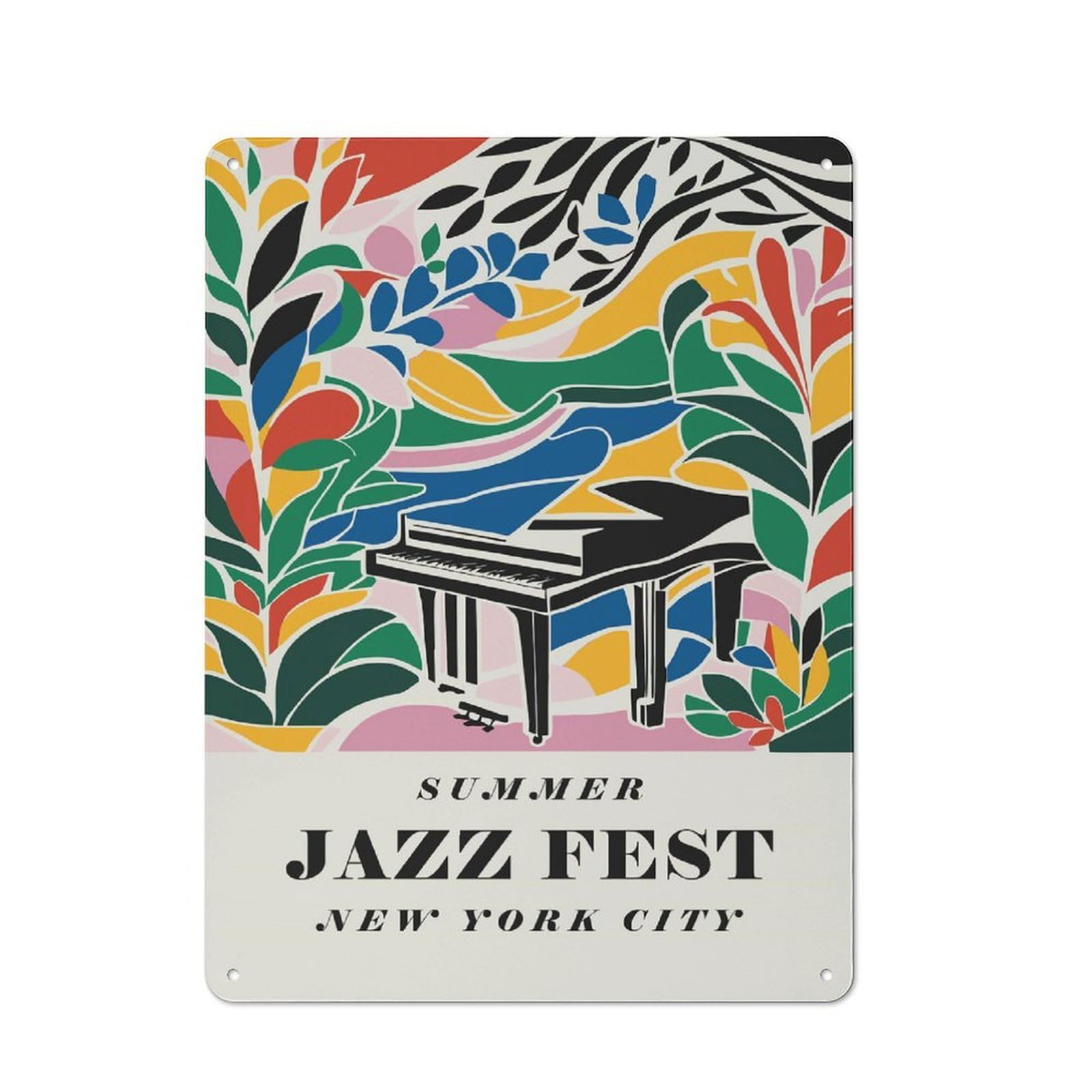 Junmoney Style-24 Summer Jazz Fest Nyc Industrial Metal Wall Decor 40X30cm, Tin Sign For Workshop, Basement, Shed Or Games Room
