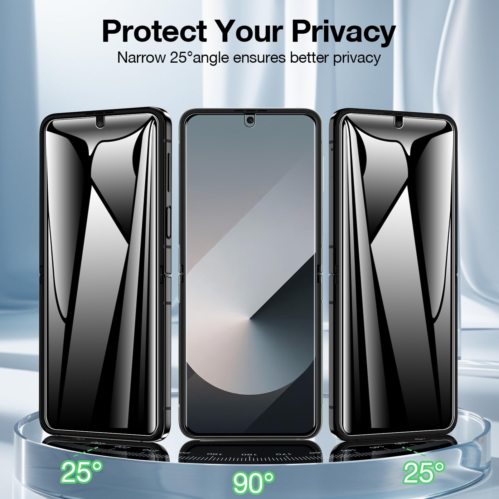 Juego de 2 protectores de pantalla de privacidad para Samsung Galaxy, 6 unidades, protector de pantalla interno de TPU + protector de pantalla exterior de vidrio de privacidad + protector de