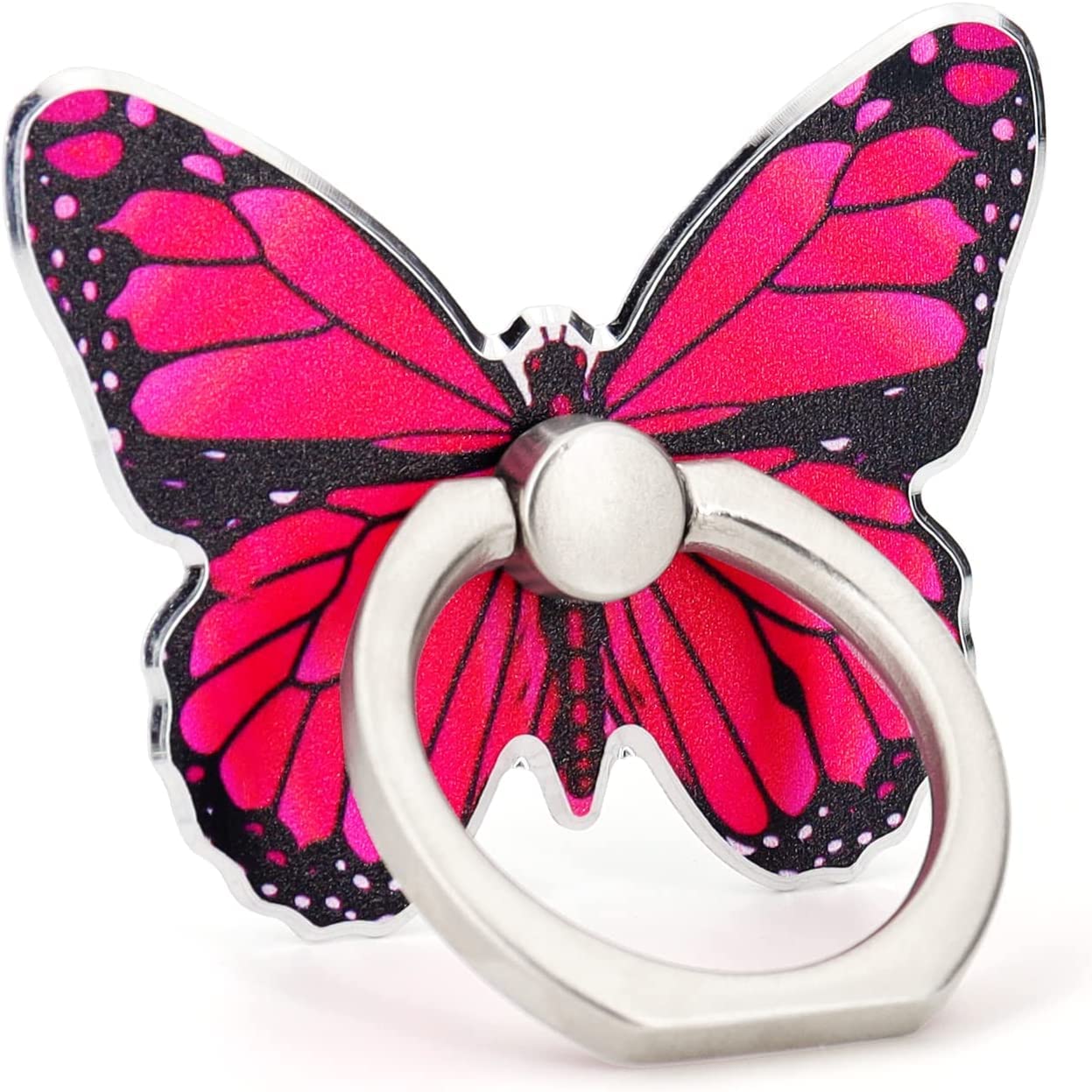 KolorFish Universal Painted Butterfly Mobile Phone Ring Holder Finger Ring Grip Stand 360° Rotation 180° Flip Kickstand Compatible with All Smartphones (Pink)-image-34