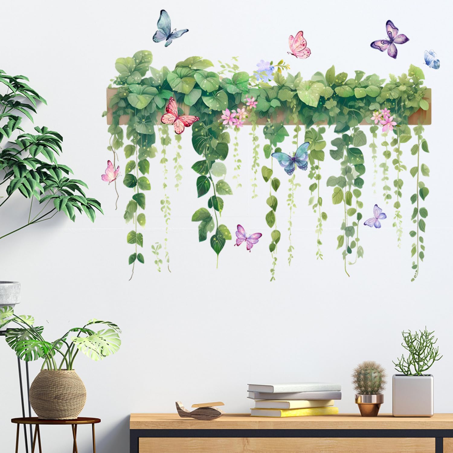INDIAN ROYALS Nordic Plant Green Leaf Butterfly Self Adhesive Wall Sticker for Kids Room Decor (30CM x 45CM)-image-22