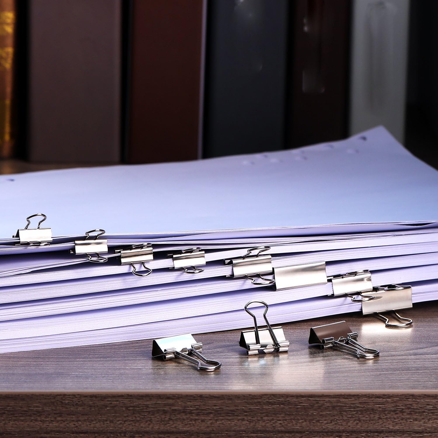 TecUnite 150 Stück Binder Clips Papierklemm Clips Verschiedene Größen Silber
