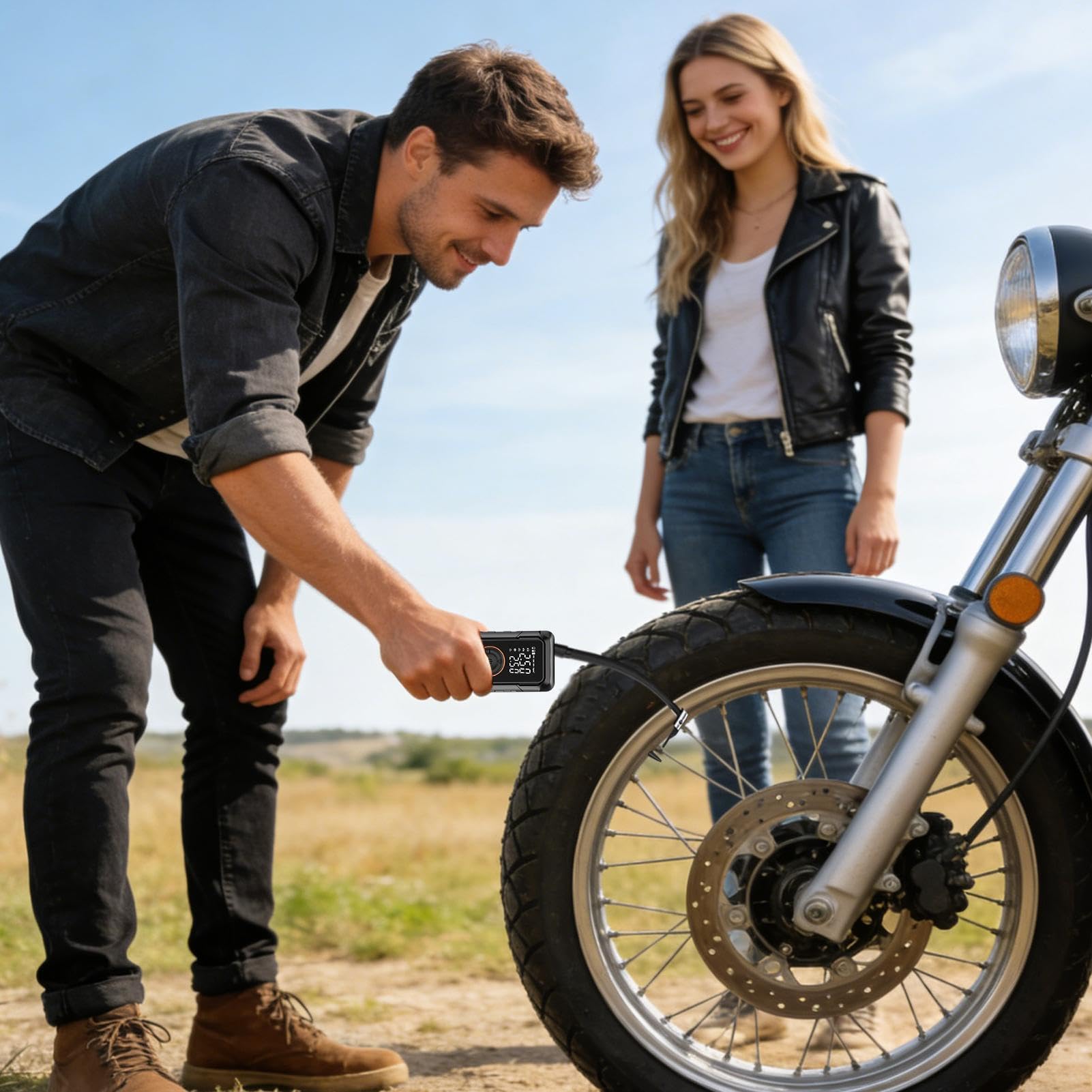 Pompa d'Aria Portatile Compressore d'Aria Elettrico Smart Spegnimento