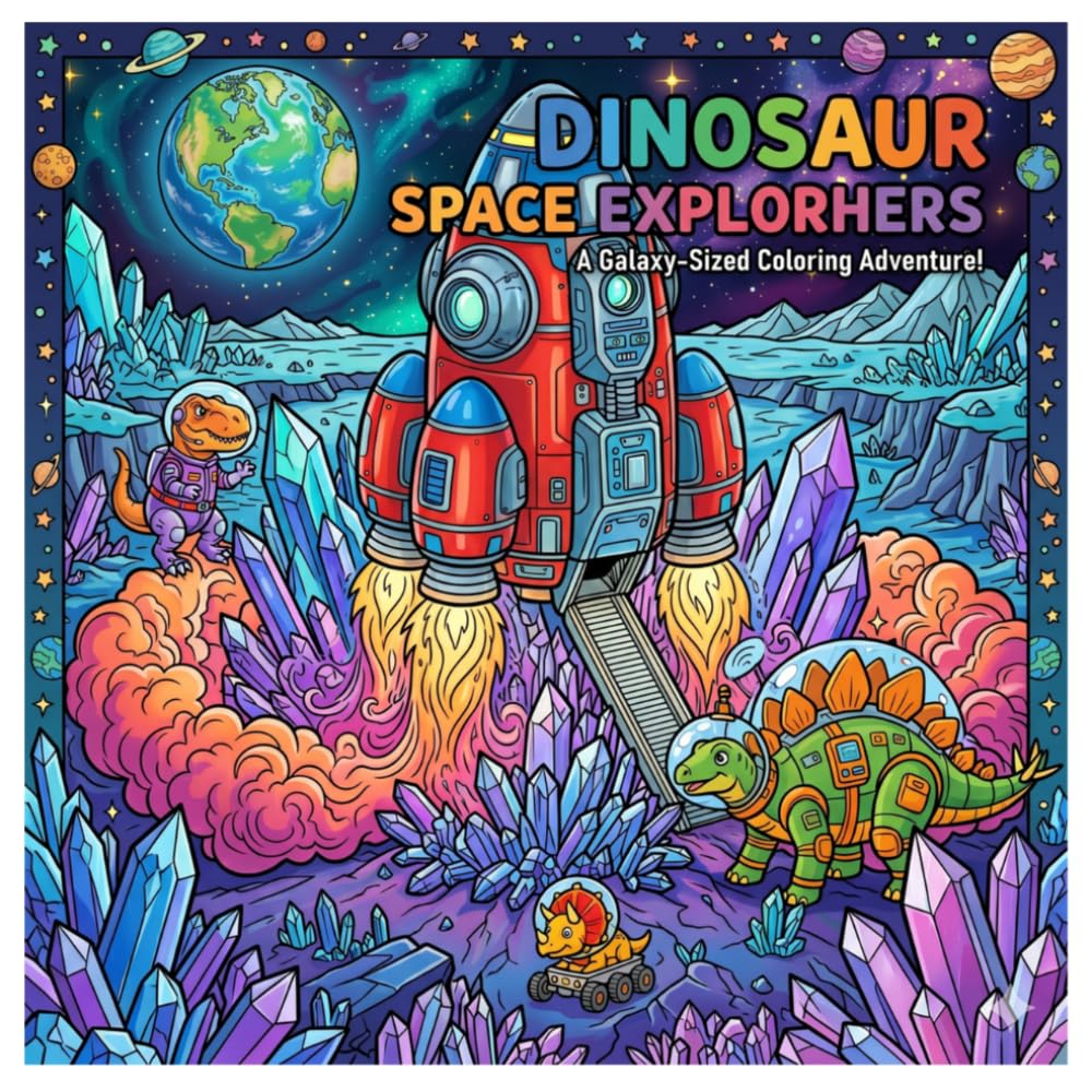 T-Rex & The Crystal Moon: A Galactic Dinosaur Odyssey: An Intricate Space Adventure Coloring Book Featuring a Prehistoric Crew