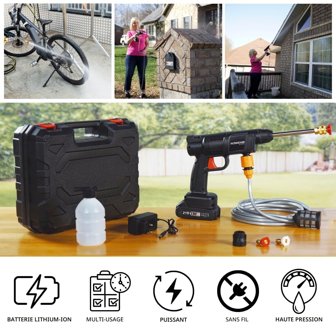 STARLYF Nettoyeur Haute Pression sans Fil Haute Pression, Pistolet Portable à Eau Haute Pression, Pistolet de Lavage de Voiture, connecteur pour Robinet