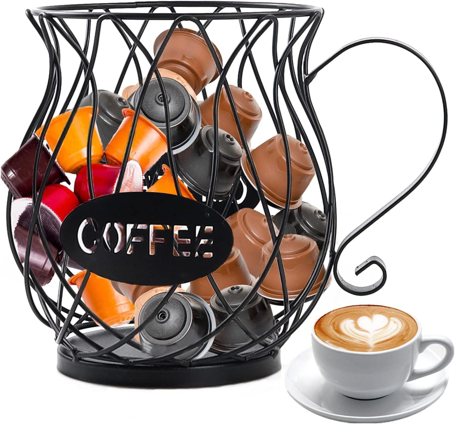 Porta Capsule Caffè In Metallo - Contenitore Per 40-60 Cialde, Design Retrò, Multifunzione - Foto 8