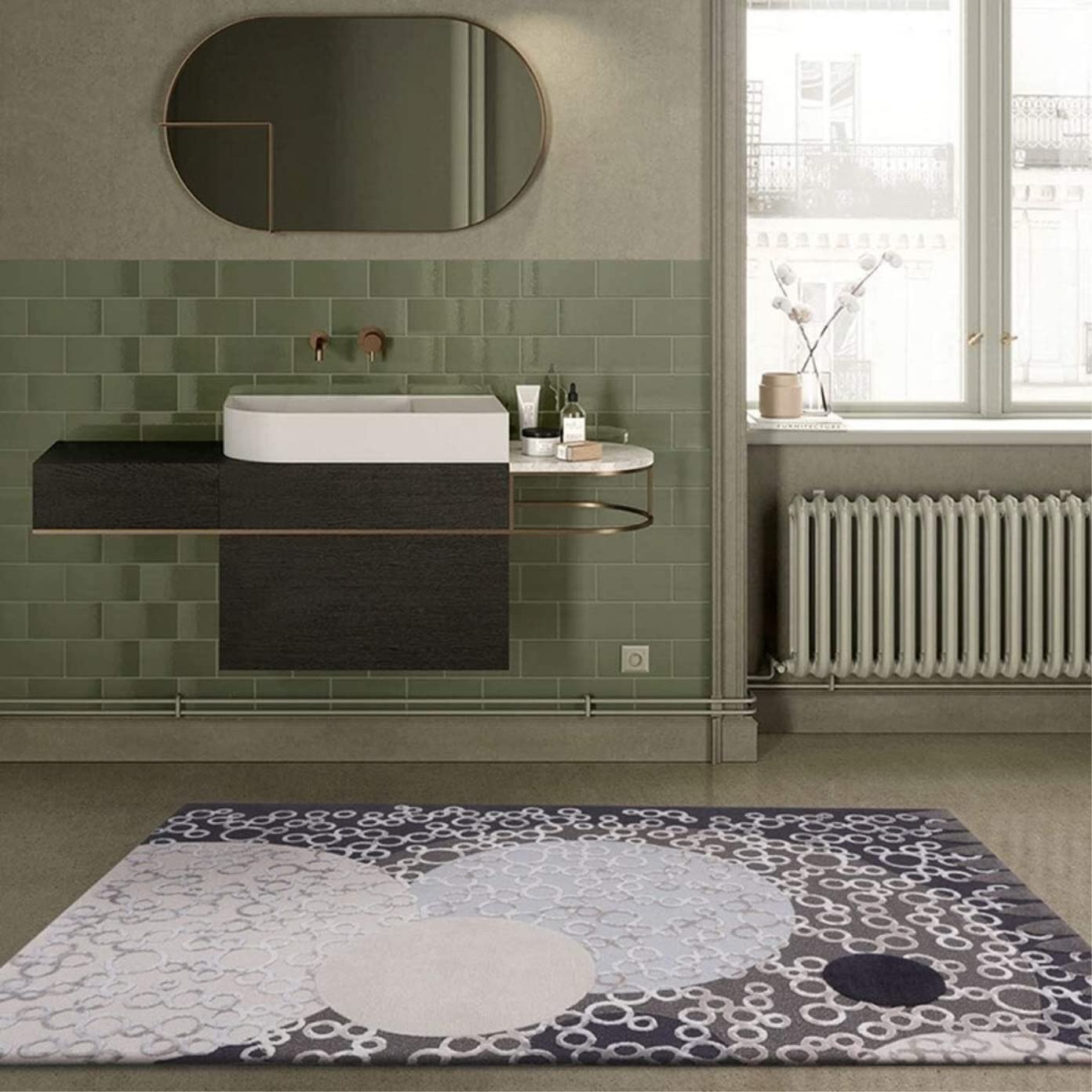 Tapis Salon Tapis en Laine Tissé À La Main Tapis Rectangulaire Simple Fond Anti-dérapant en Lin De Coton Tapis Chambre