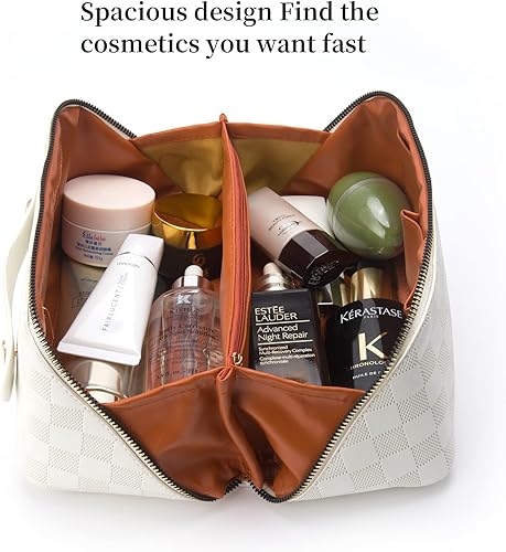 Miniatura 4 de CELEDAS Bolsa de cosméticos - bolsa de cosméticos con patrón de verificación - bolsa portátil impermeable para el cuidado de la piel - bolsa de